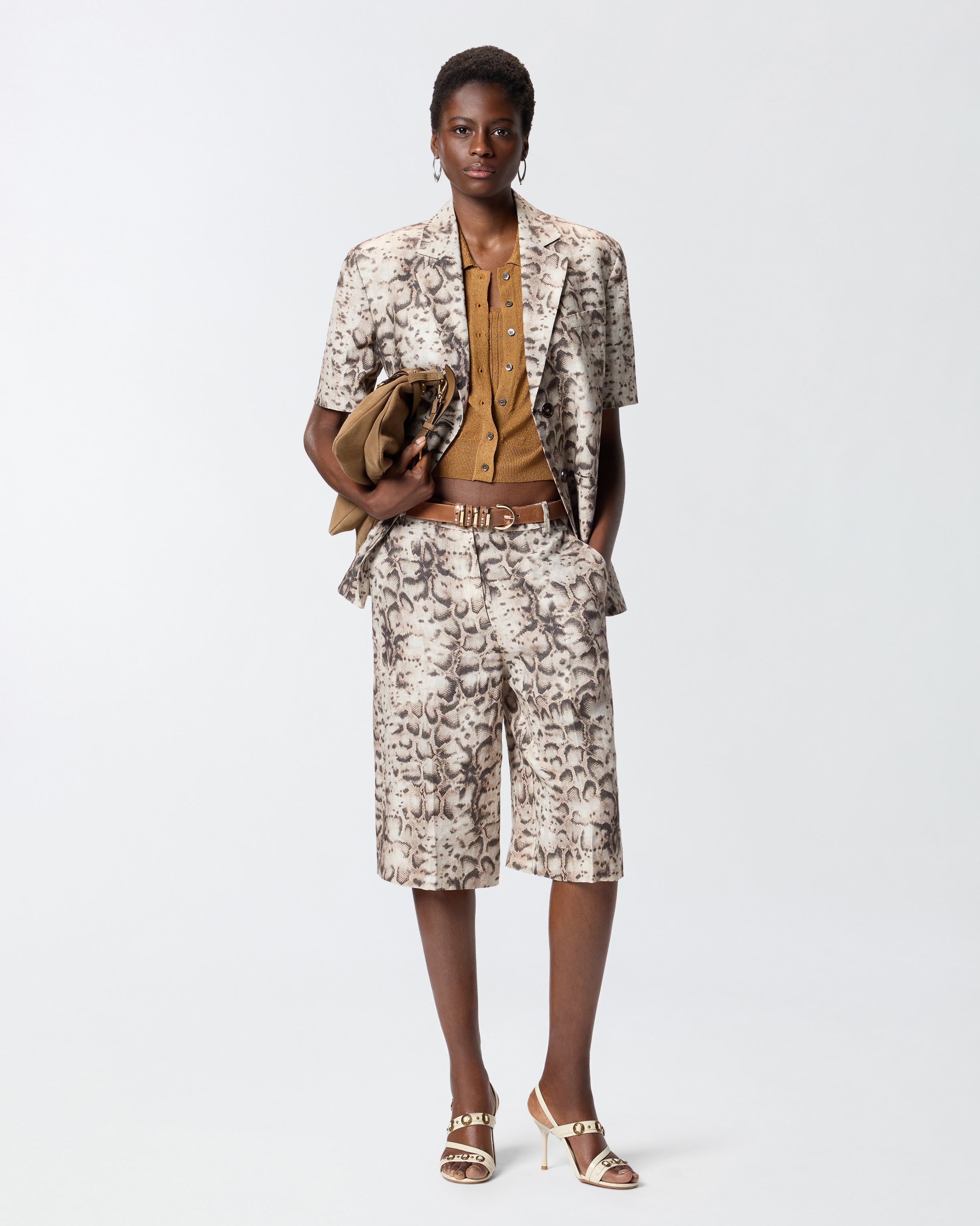 Cardigan cropped à manches courtes et petit col PINKO Orange