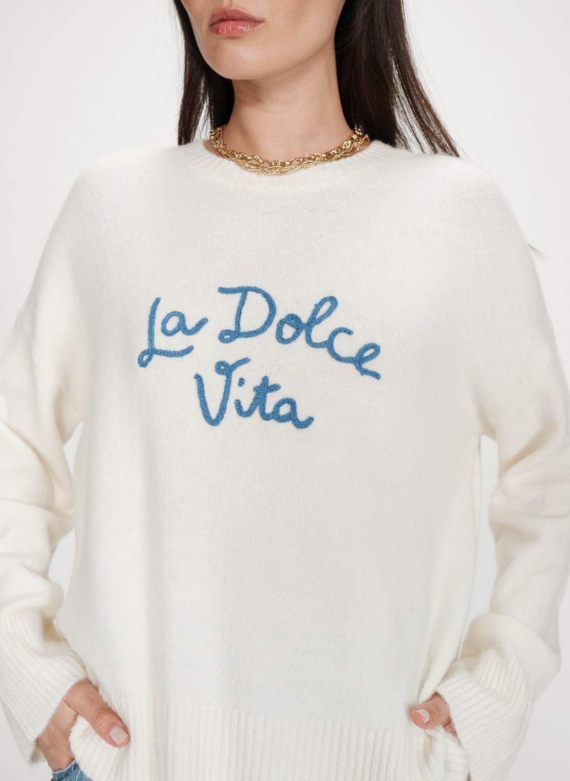 Pull col rond GRACE ET MILA Bleu