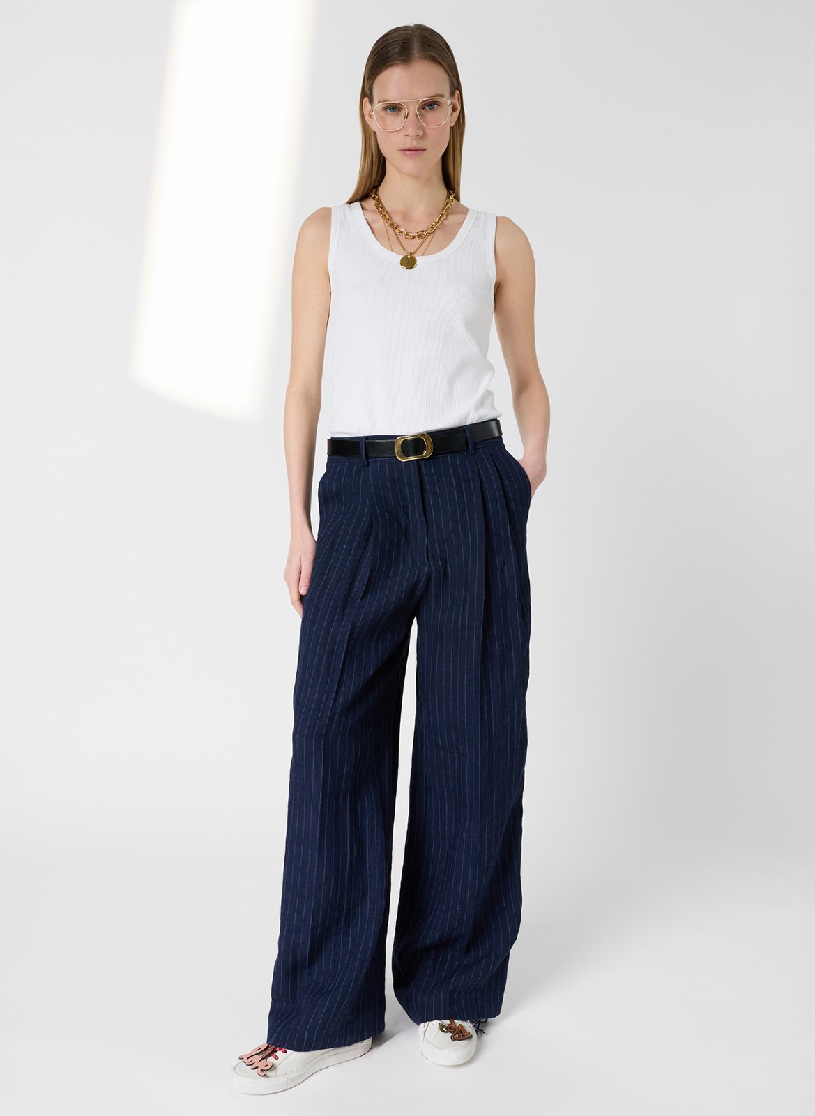 Pantalon large en lin GERARD DAREL Bleu