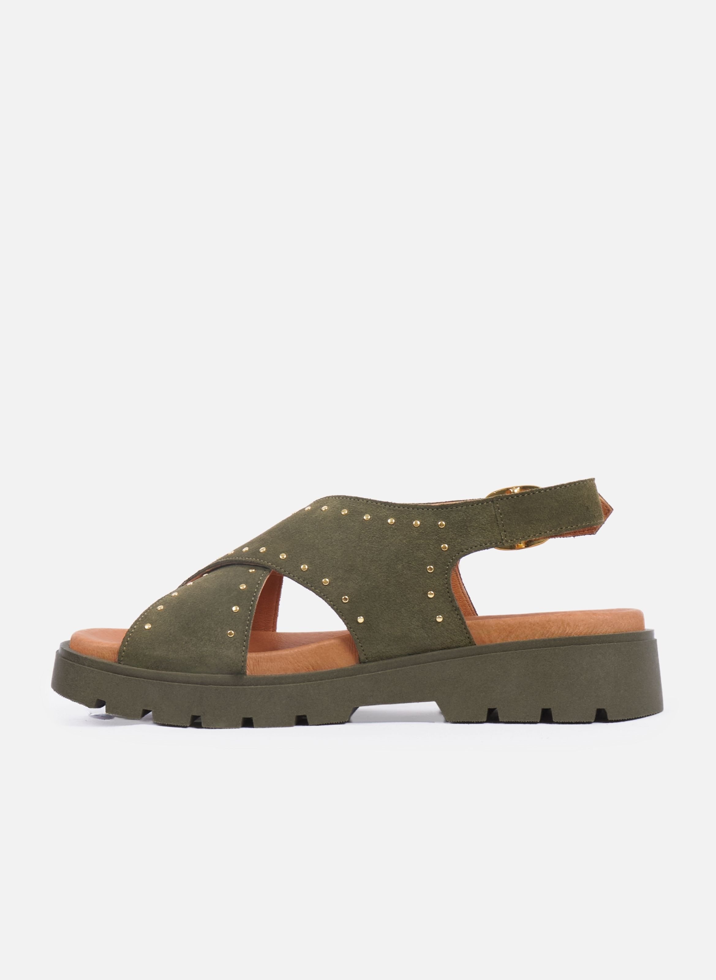 Sandals rubber lou leather suede JULES & JENN Khaki