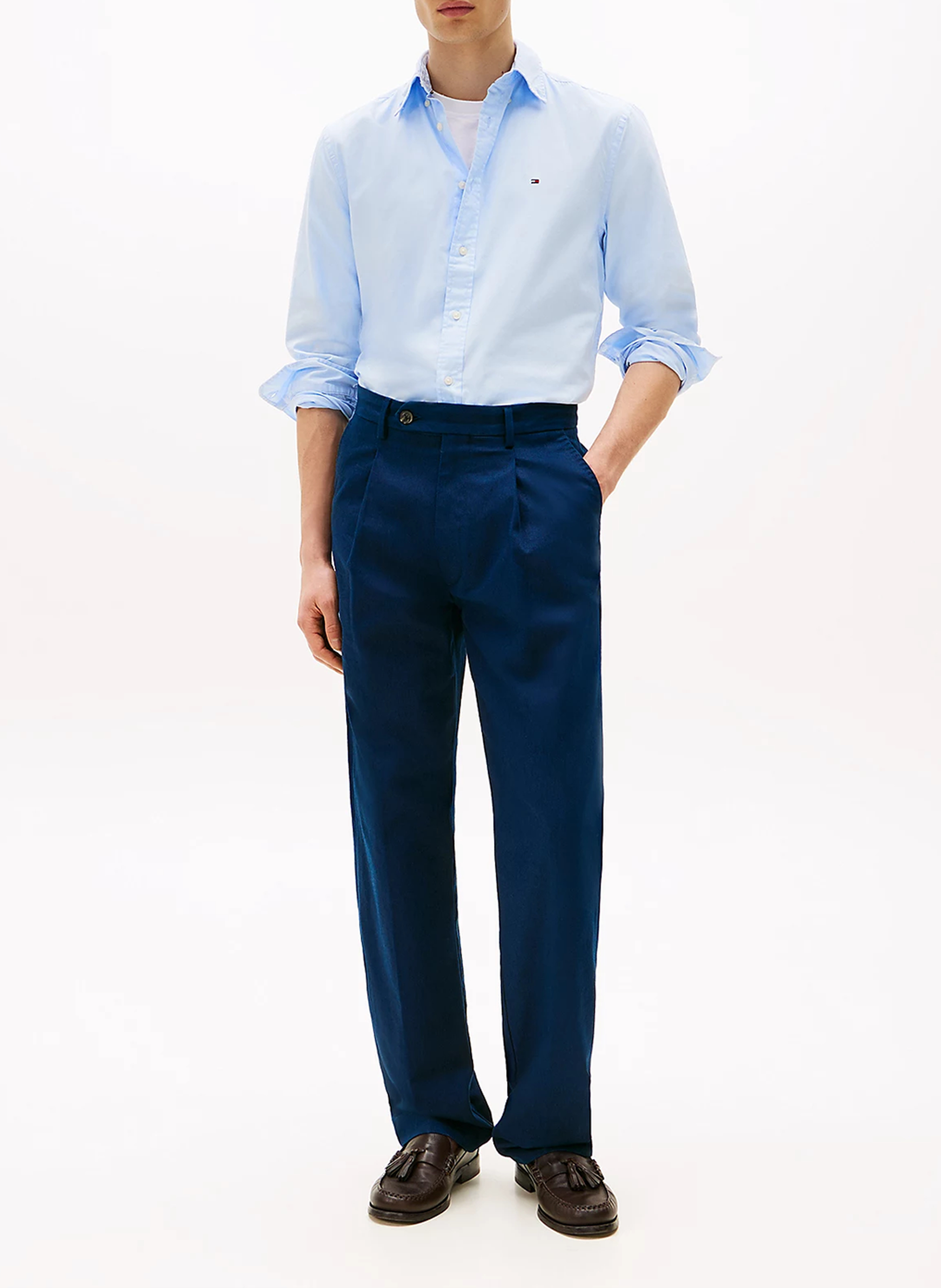 Gerade geschnittenes Hemd mit Knopfleiste aus Baumwolle TOMMY HILFIGER Blau