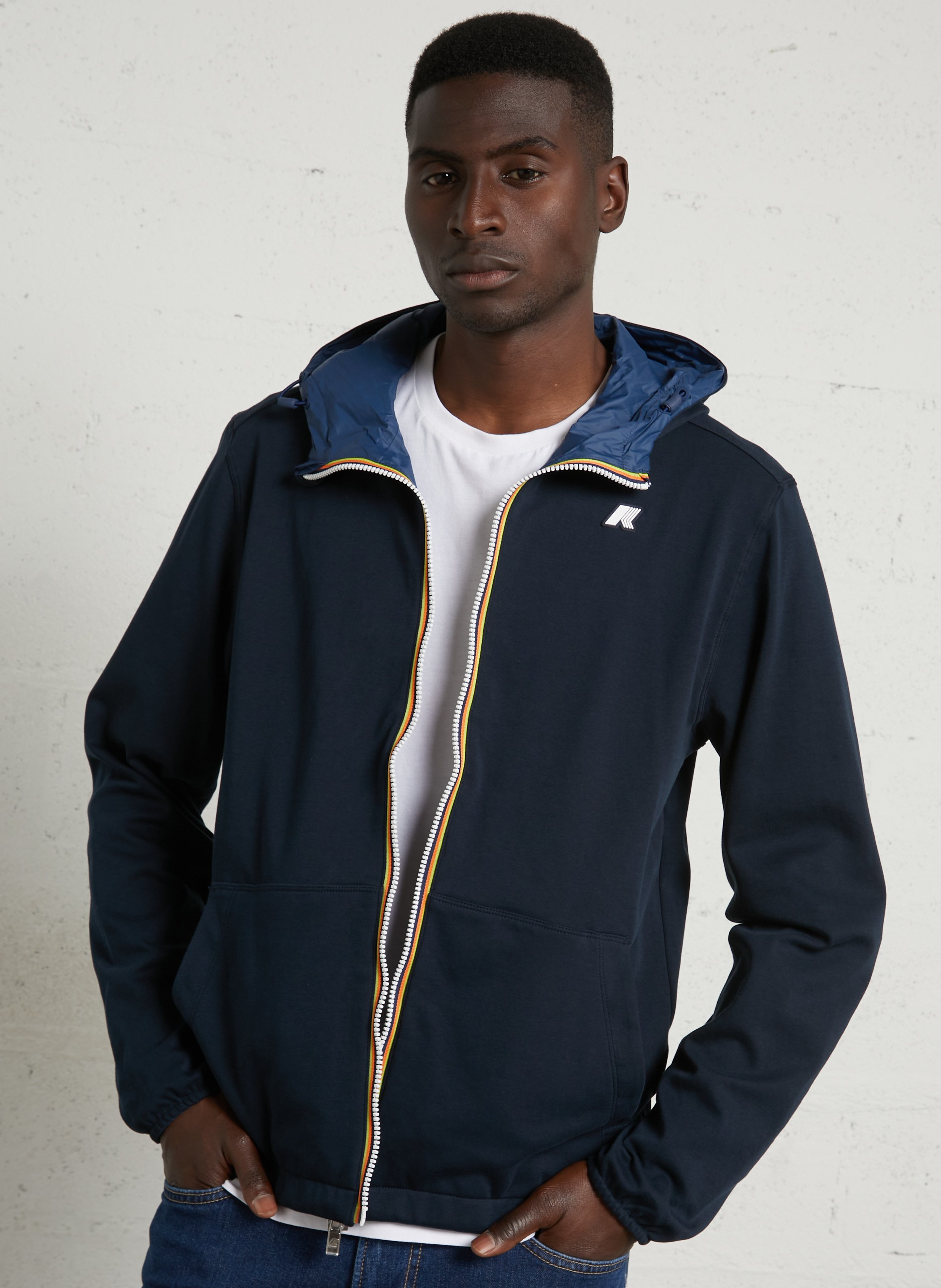 Sweat zippé en coton K-WAY Bleu