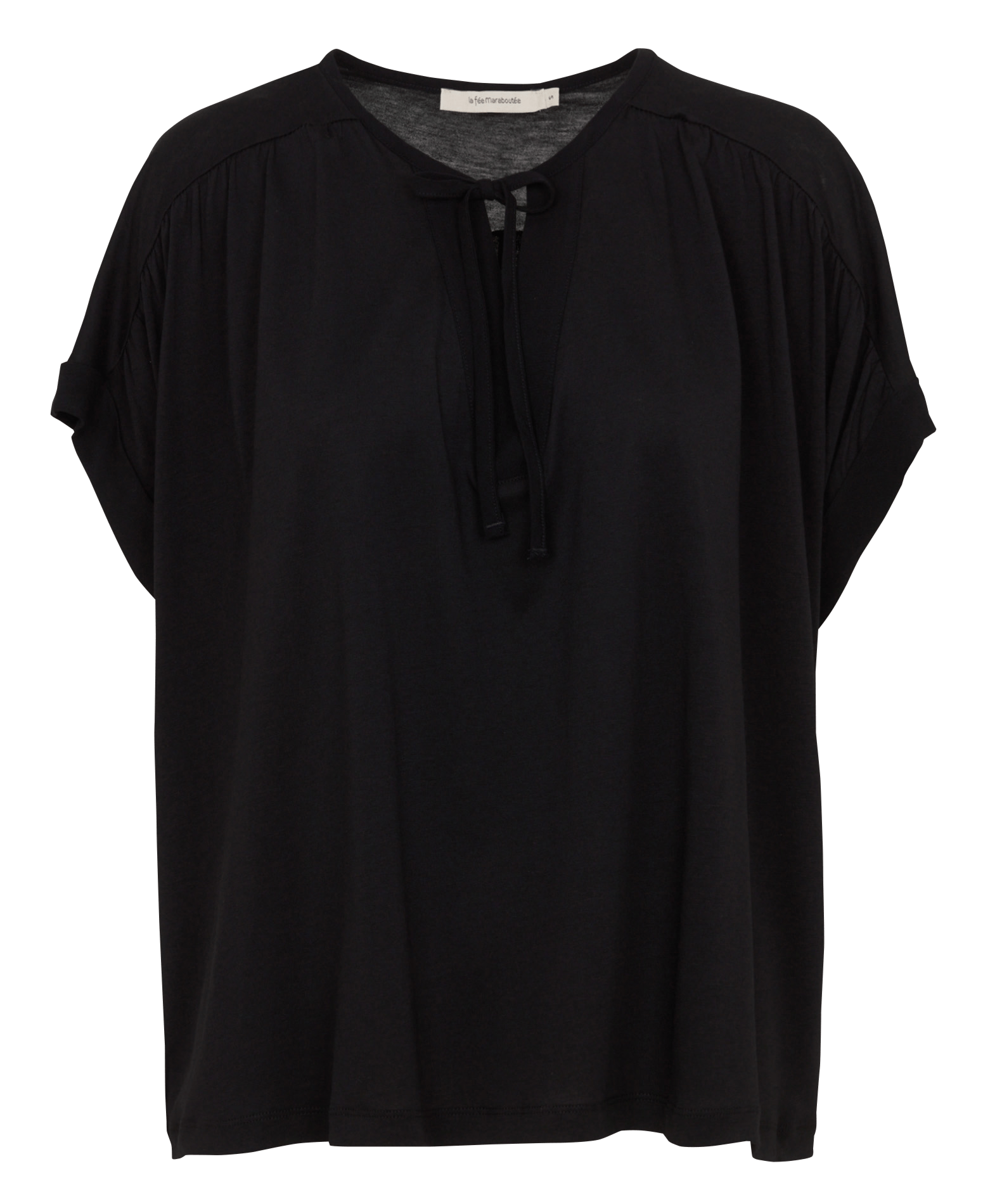 Tee-shirt oversize col V LA FEE MARABOUTEE Noir