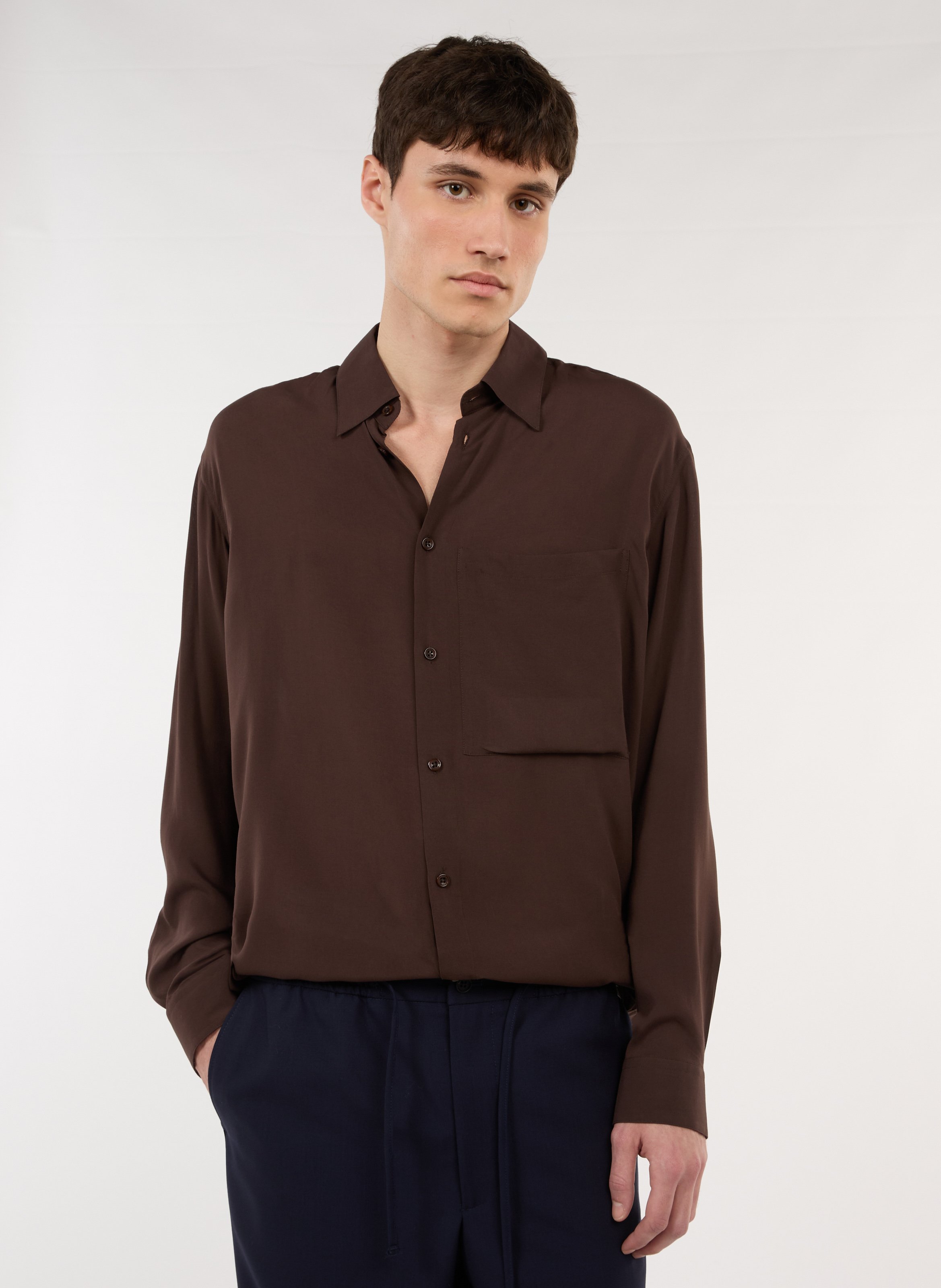 Oversize-Bluse mit klassischem Kragen SAISON 1865 Braun