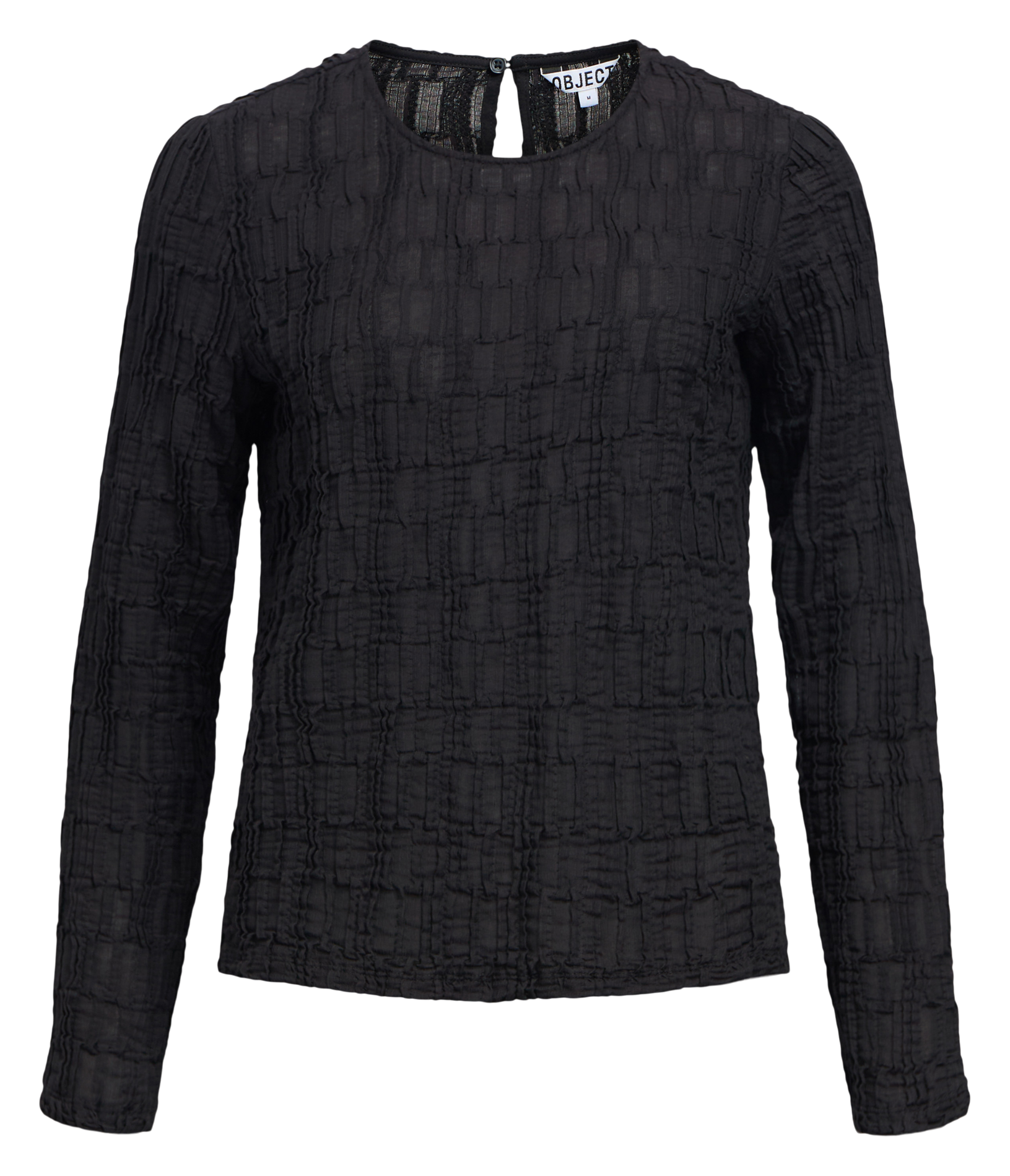 Textured Long Sleeve Top OBJECT Black