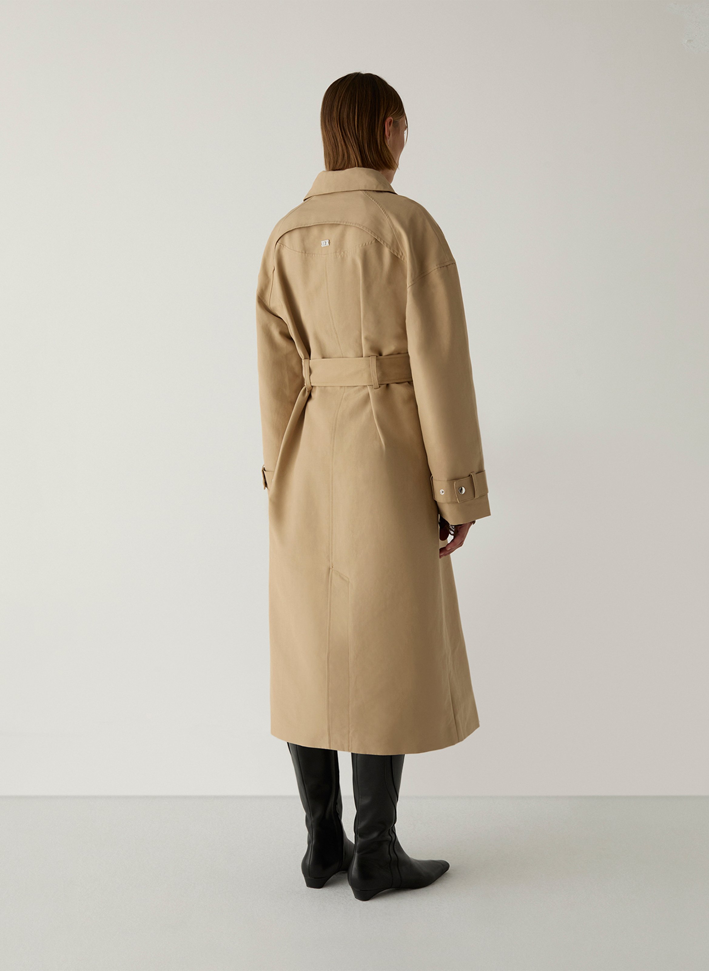 Trenchcoat van katoenmix met reverskraag LAAGAM Beige