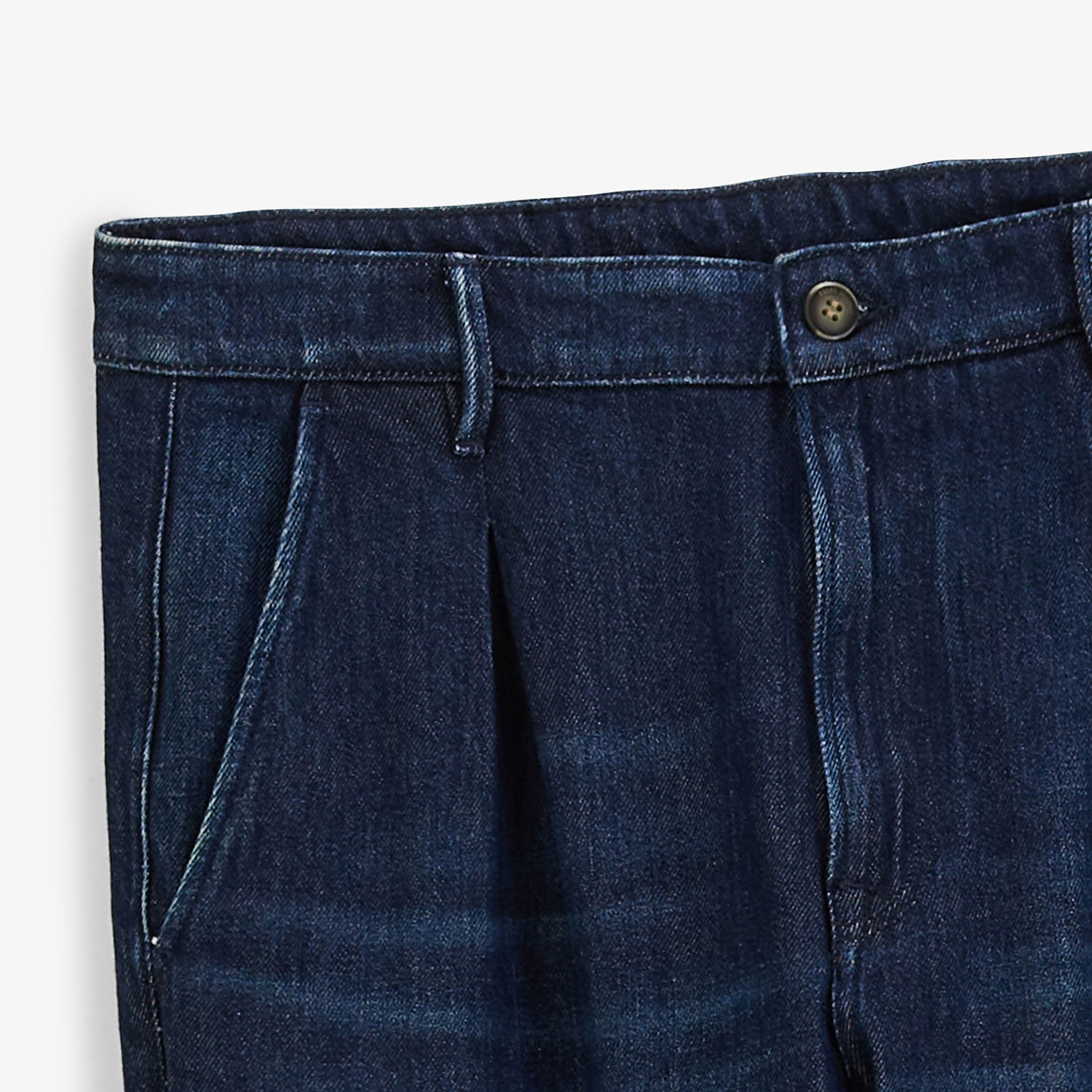 Elastic pleated cotton denim blue trousers SERGE BLANCO Blue