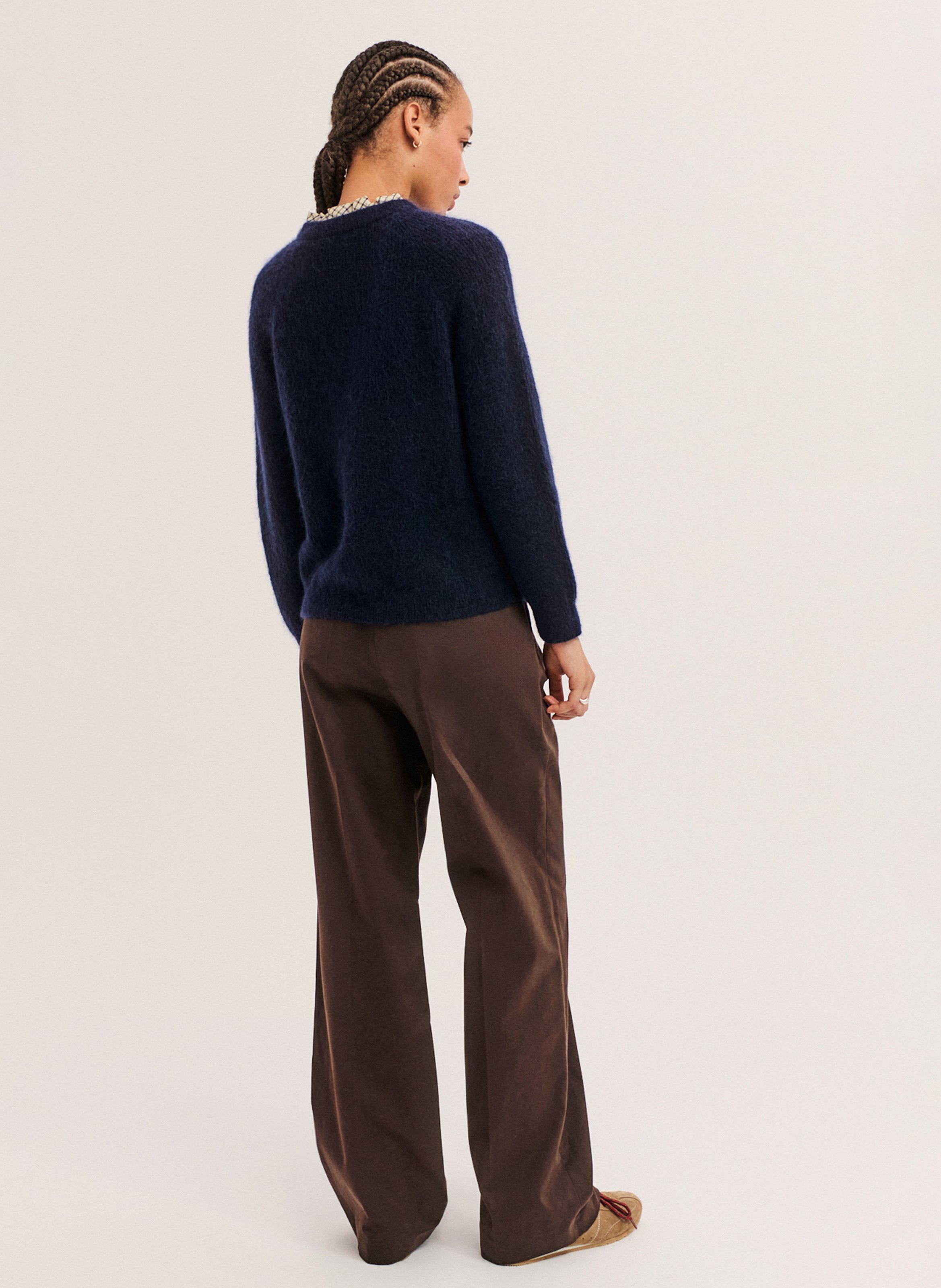 Gerade geschnittener Wollmix-Pullover PABLO Blau