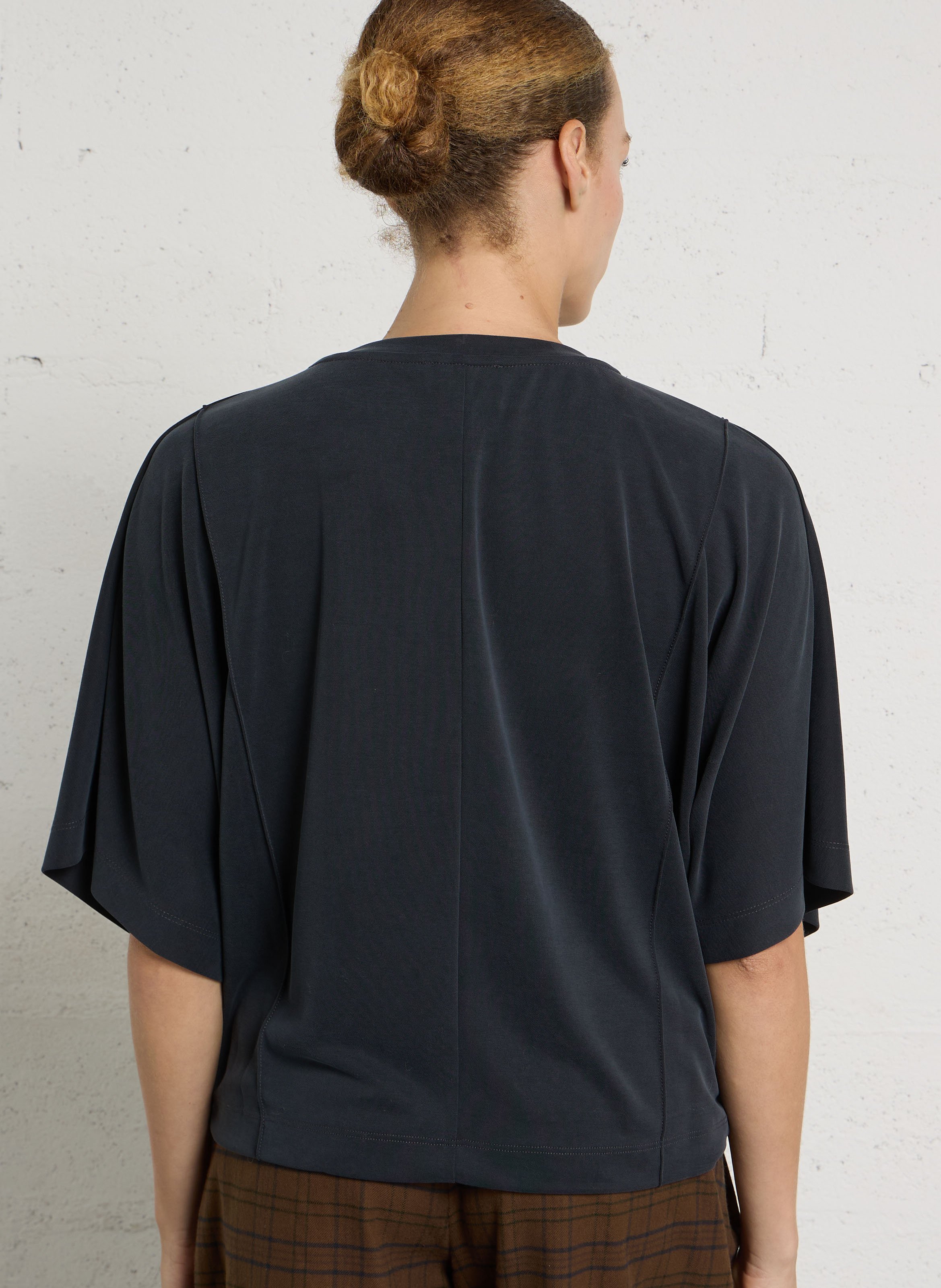 Top ample manches 3/4 uni MAISON 123 Noir
