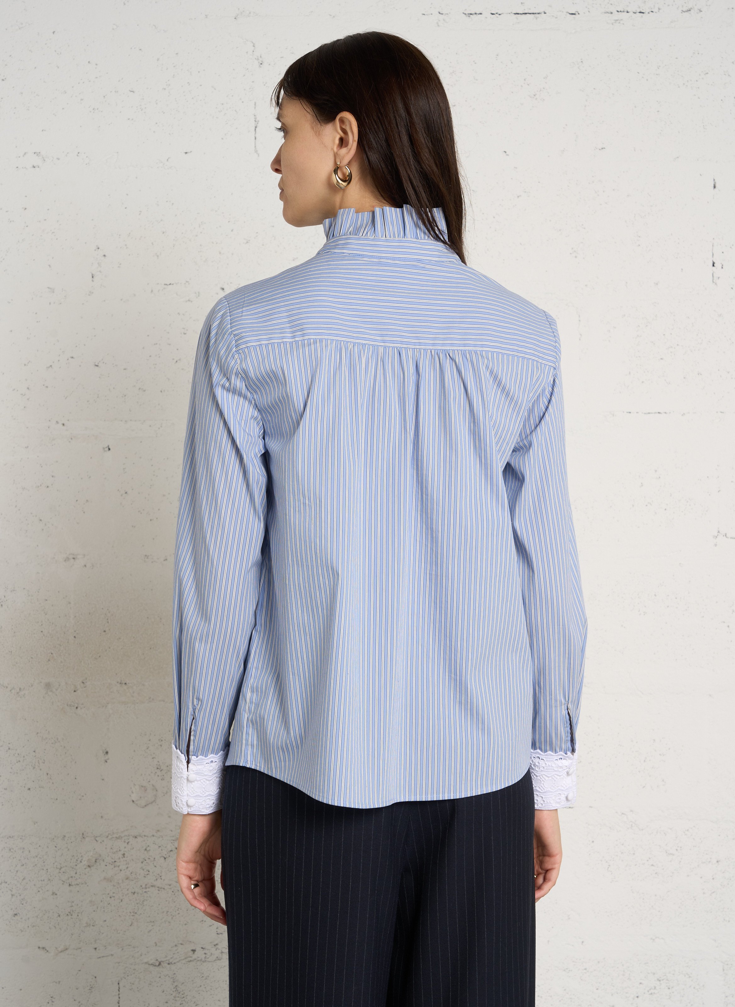 Chemise ample à rayures coton mélangé MAISON 123 Bleu