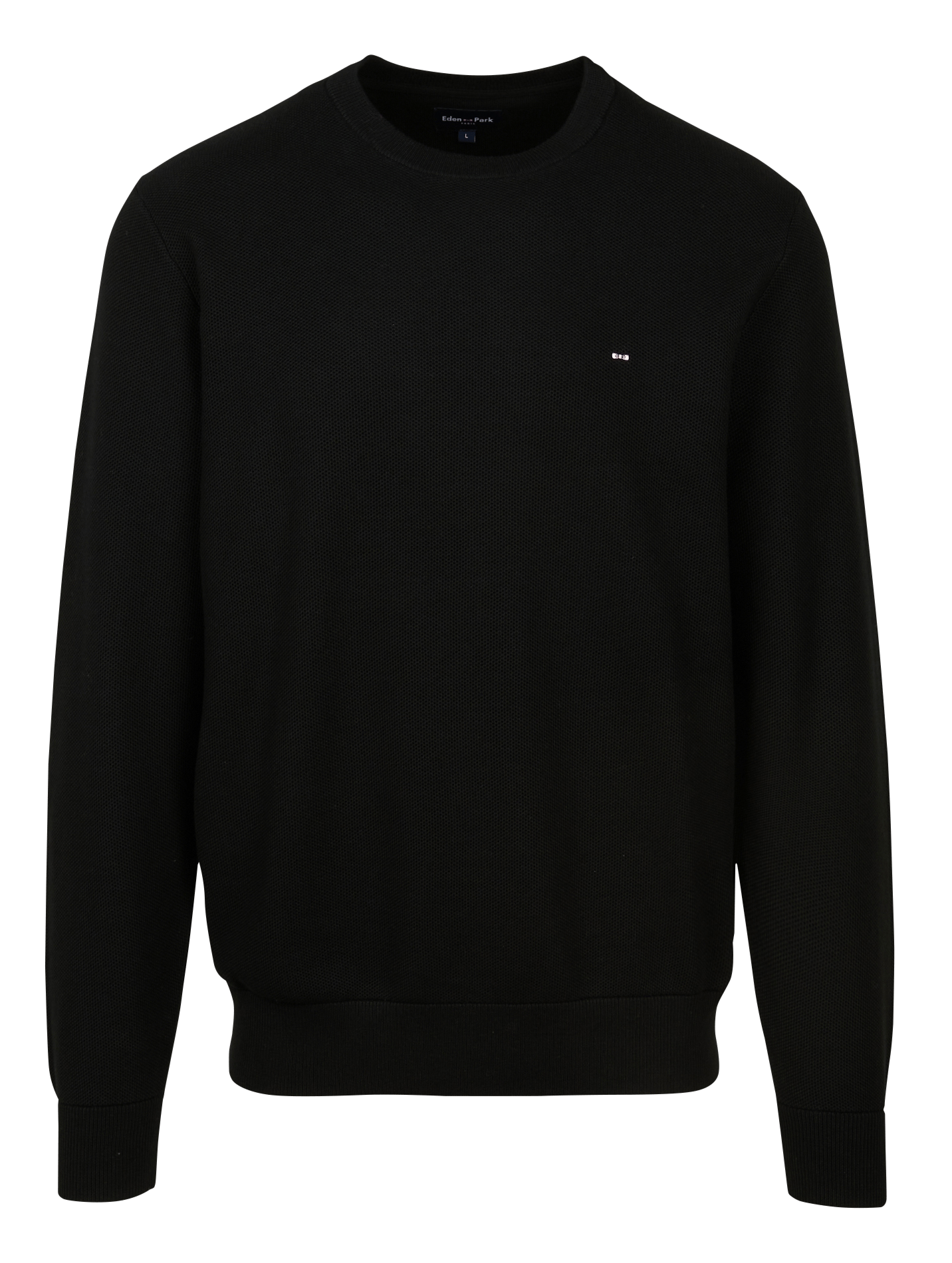 Pull col rond droit uni EDEN PARK Noir