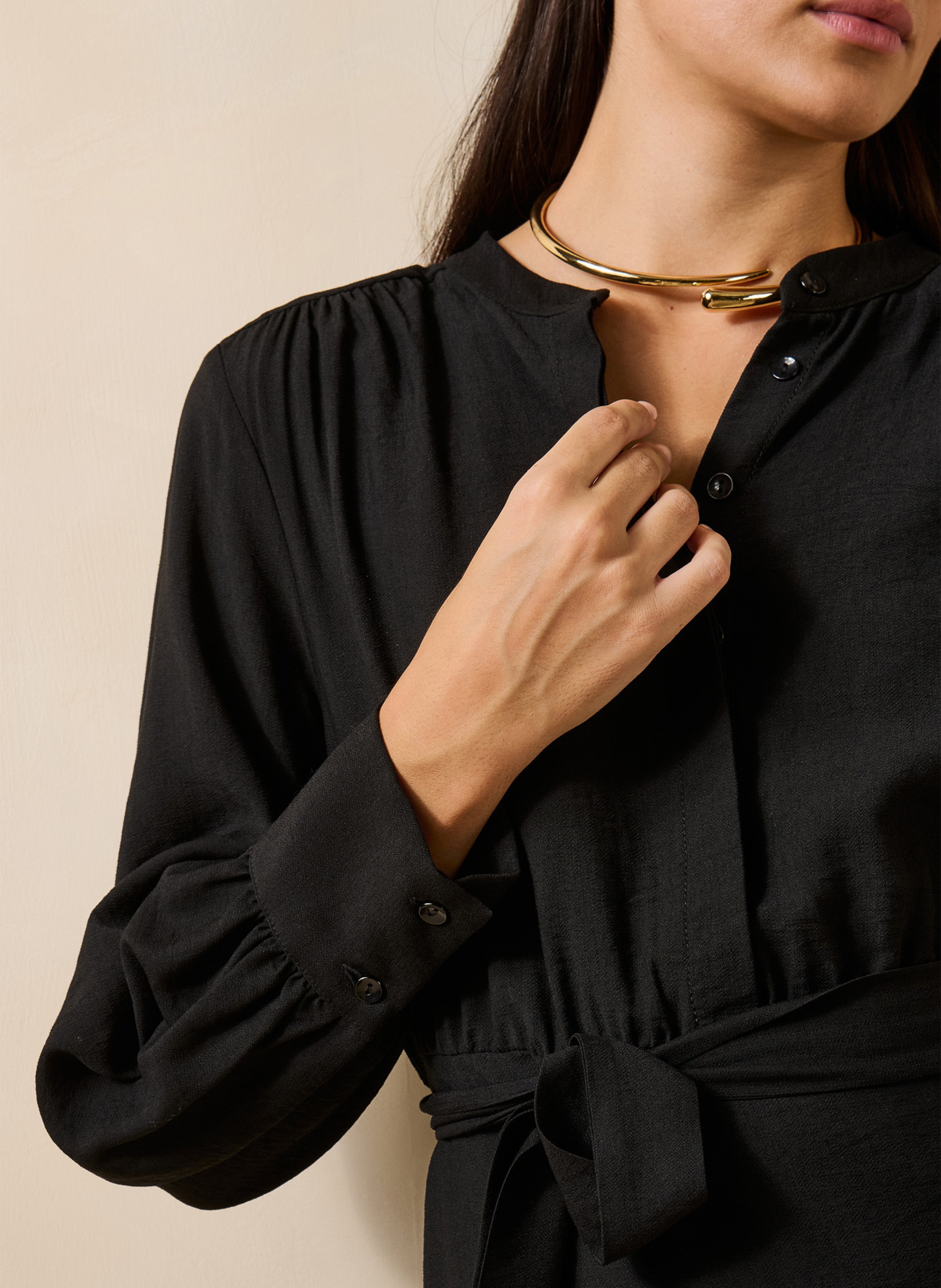 Midikleid mit Rundhalsausschnitt LA FEE MARABOUTEE Schwarz