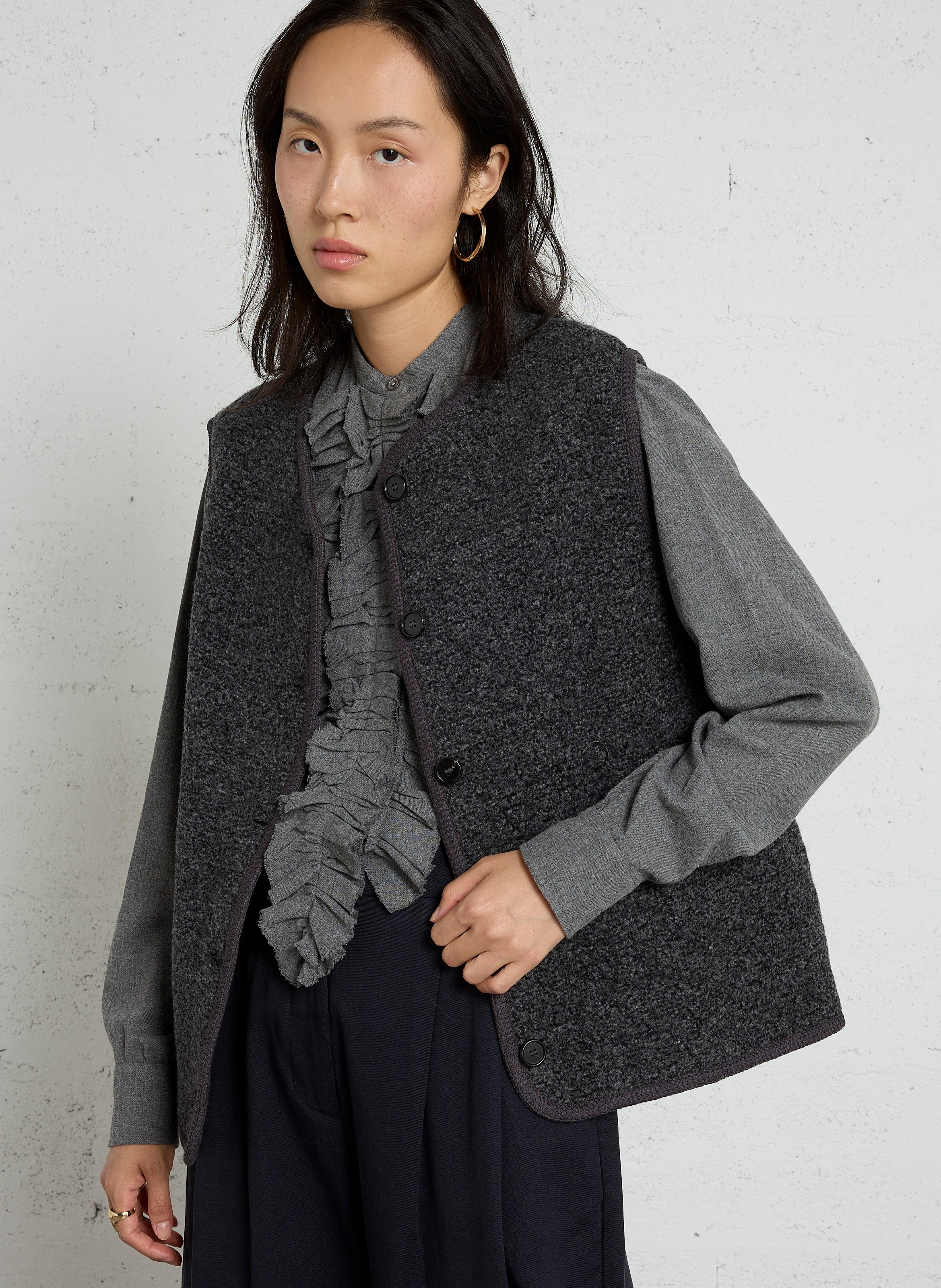 Round-neck mixed-knit cardigan RUE DE TOKYO