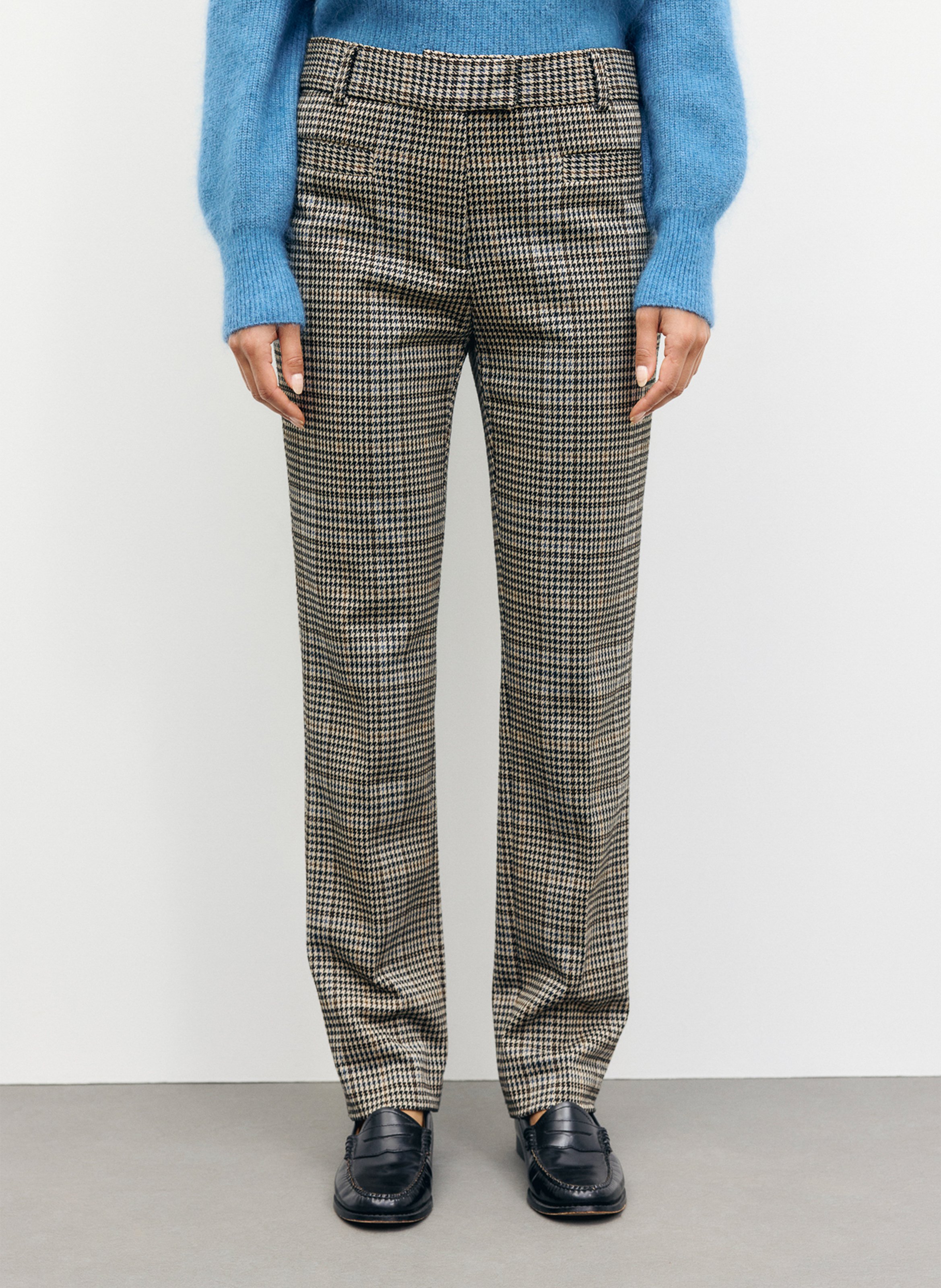 Slim-fit 7/8 houndstooth-print trousers GERARD DAREL Beige