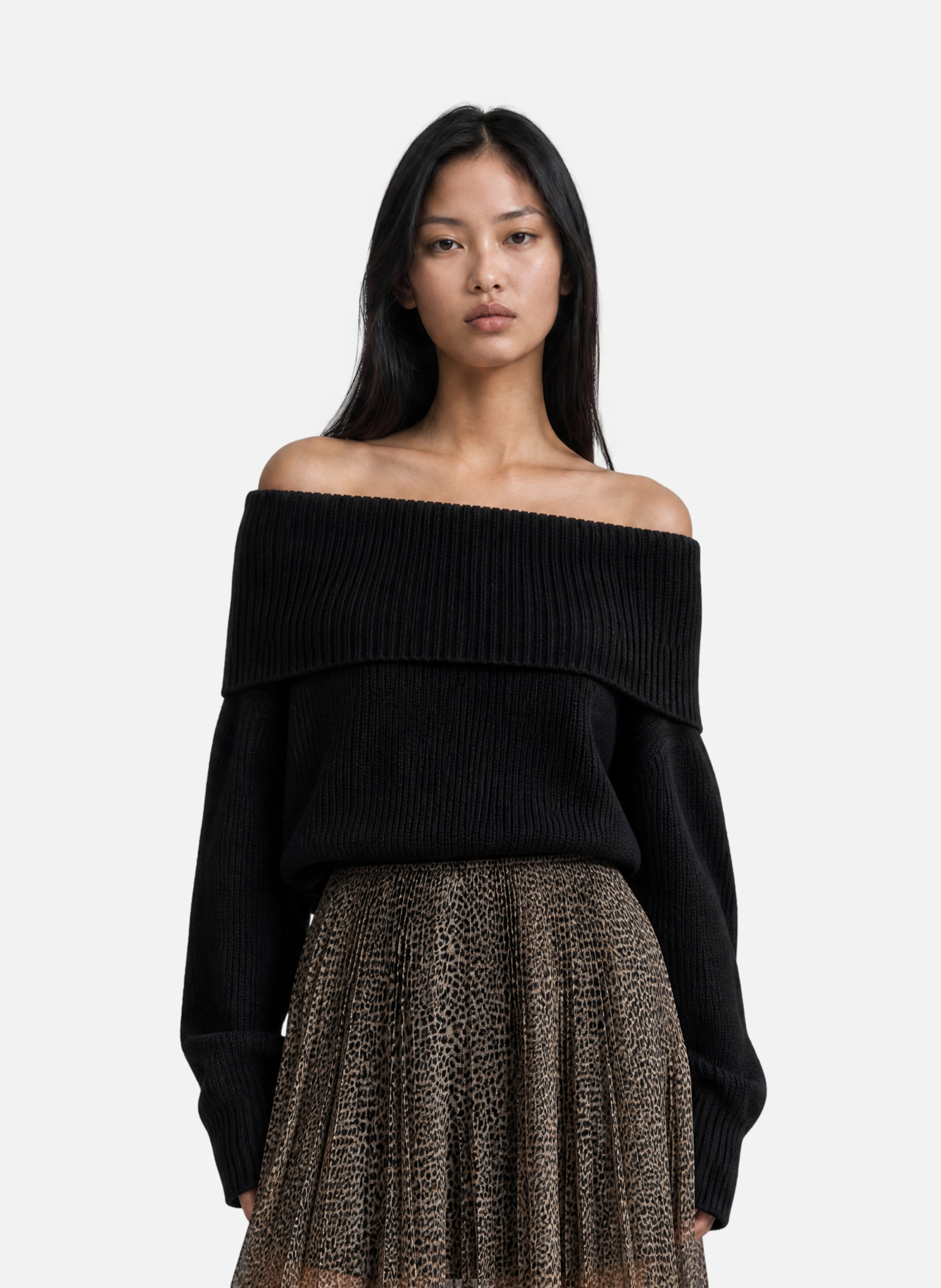 Off-the-shoulder merino wool jumper THE KOOPLES Black
