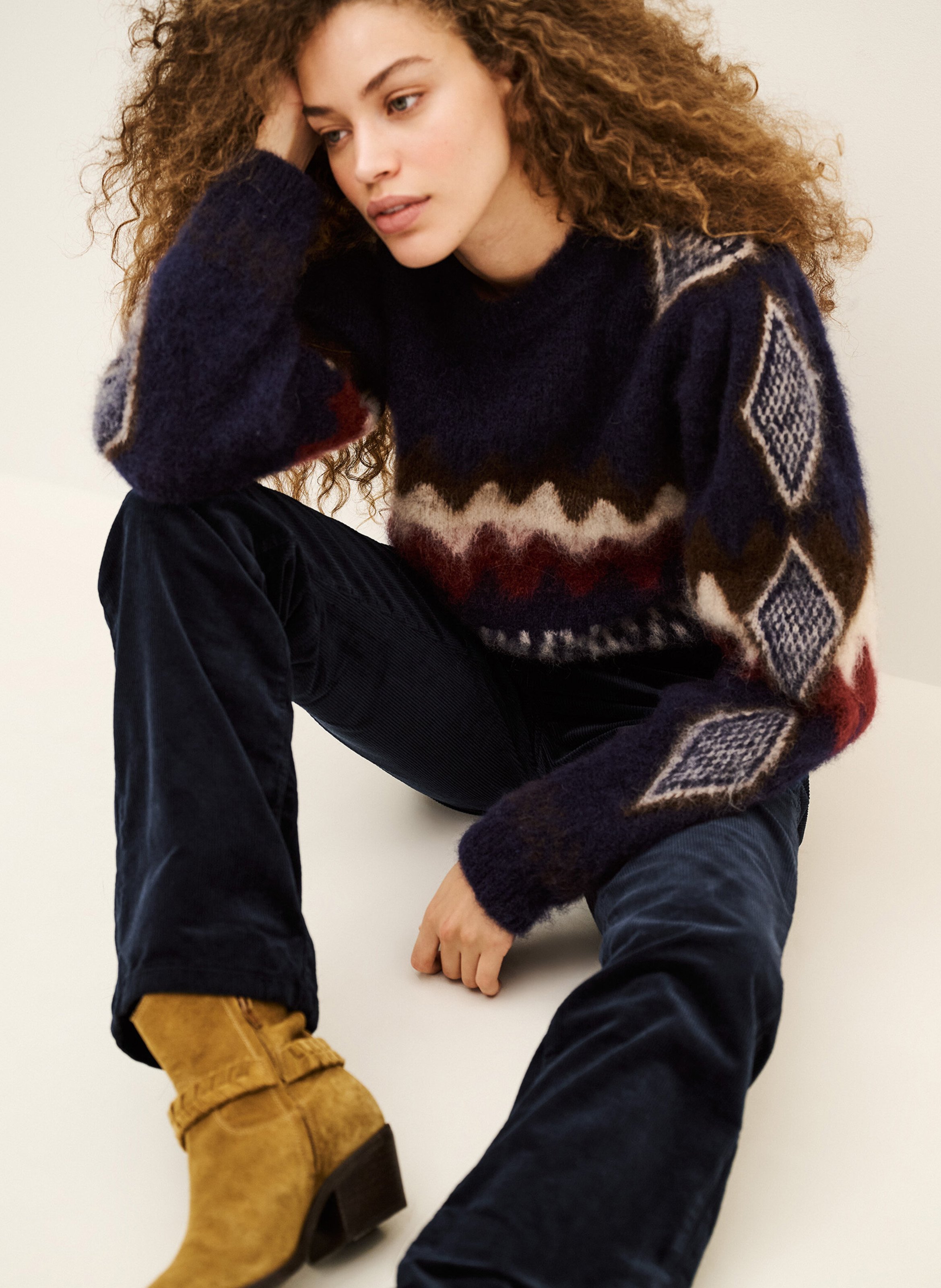 Pantalon droit en velours côtelé | Bleu BA&SH Femme