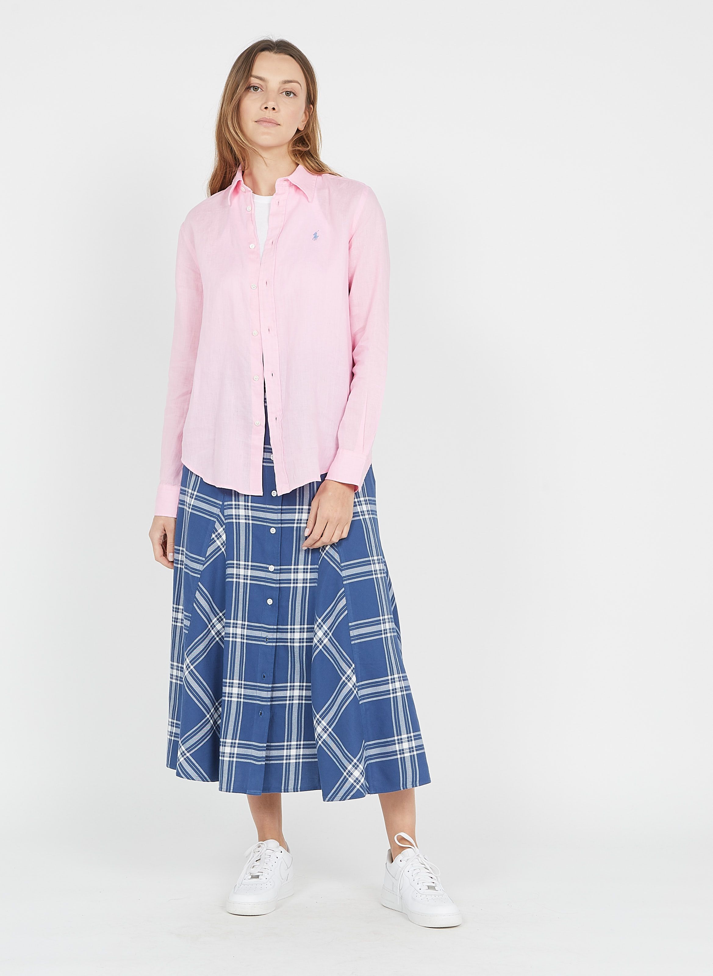 Mango check midi top skirt in pink