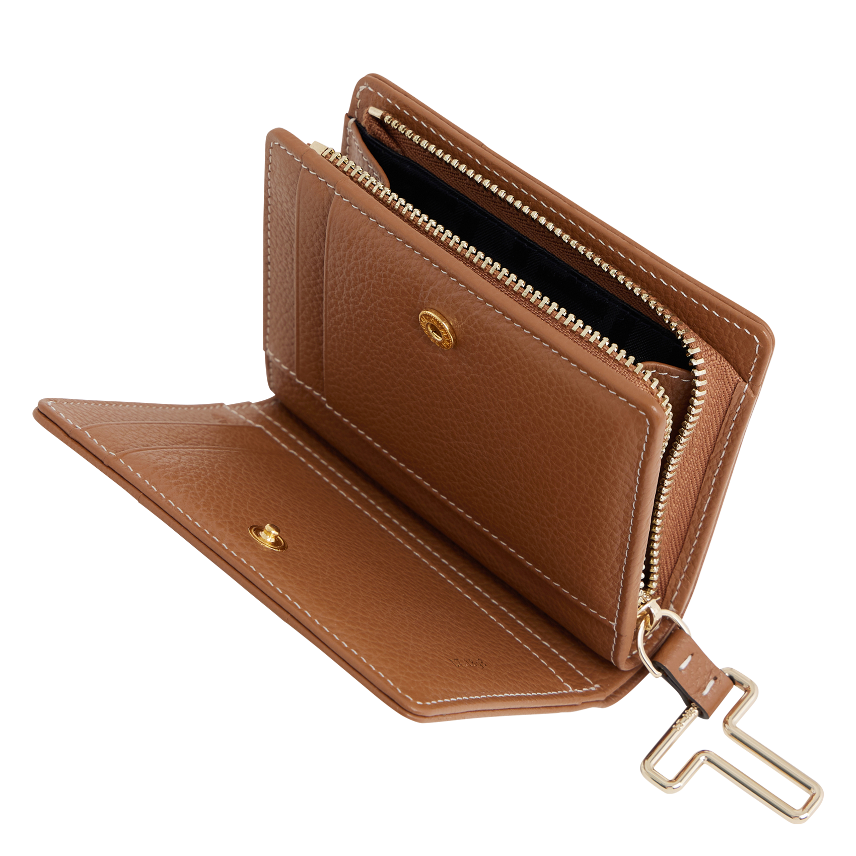 Portefeuille en cuir de vachette grainé Marron