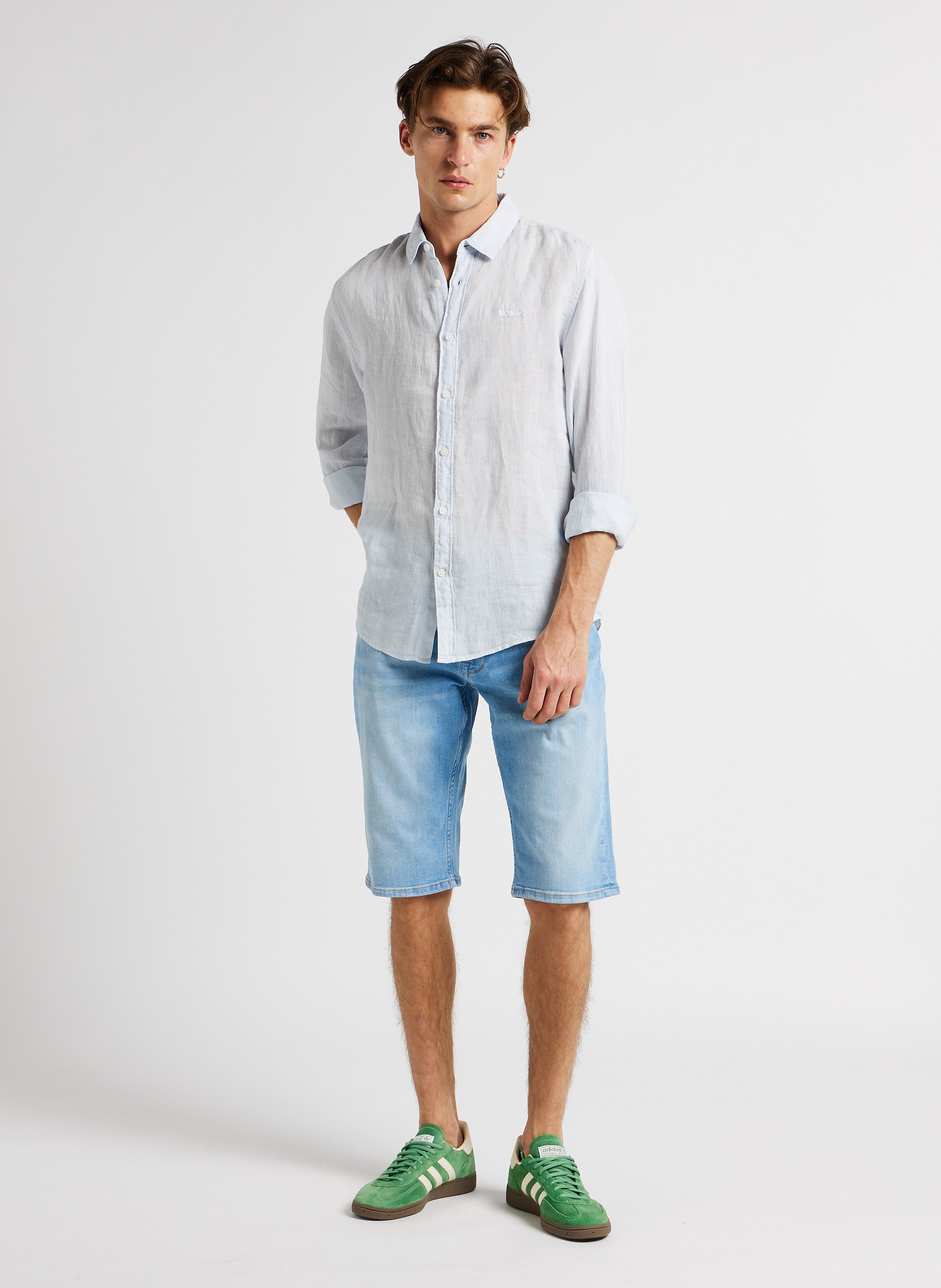 Regular-fit linen shirt with classic collar PEPE JEANS Blue
