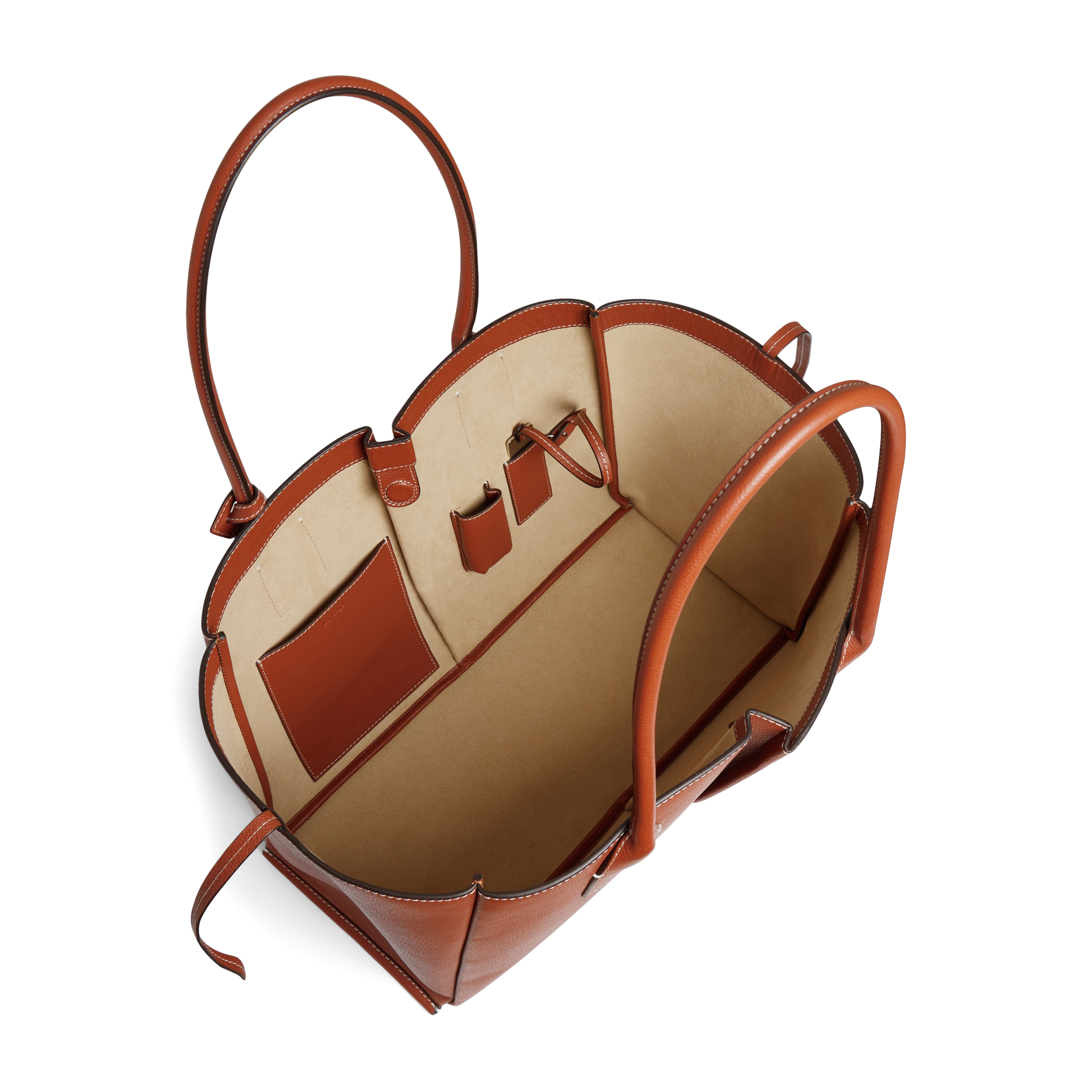 Grand cabas en cuir de vachette LE TANNEUR Marron