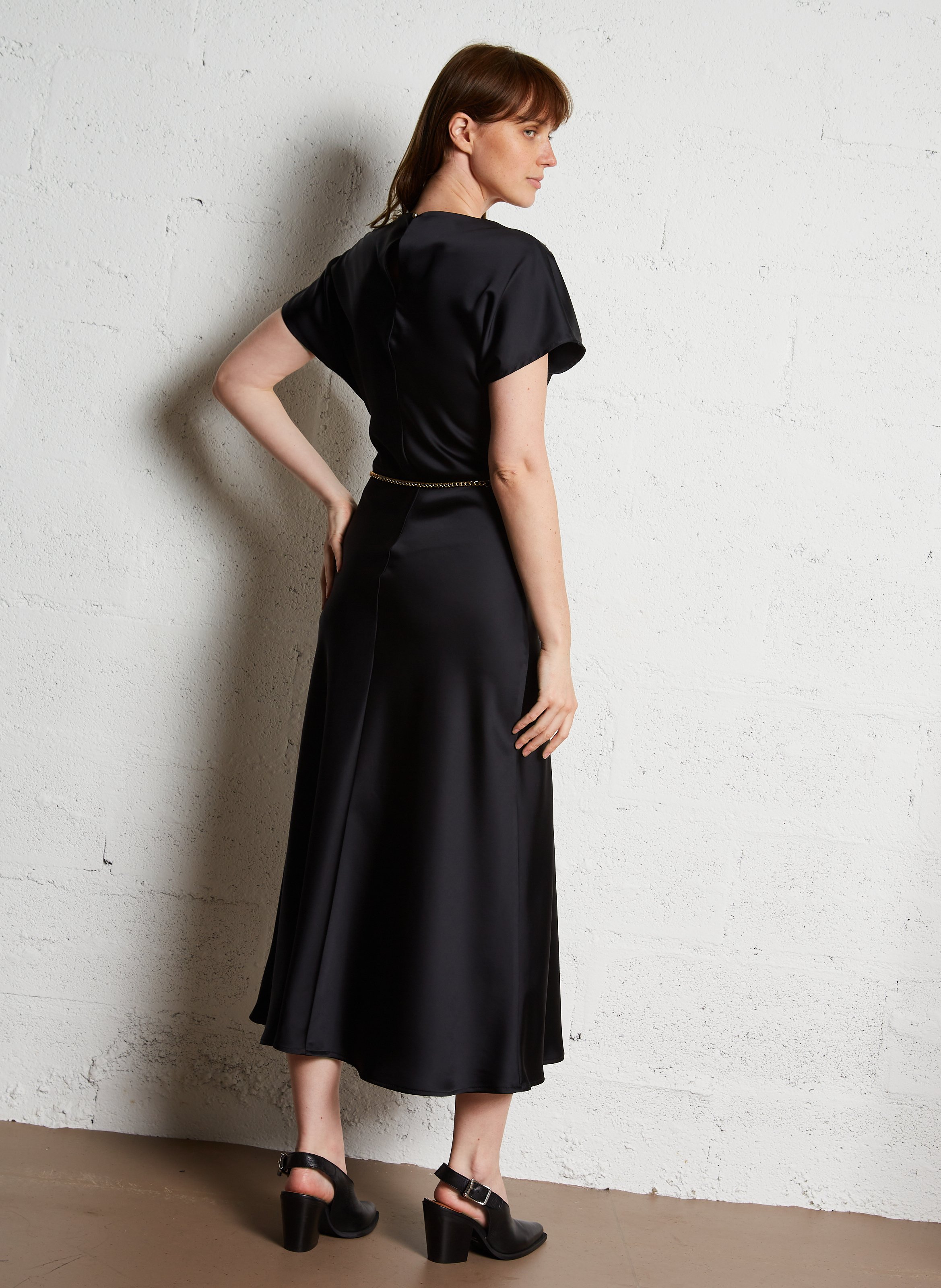 Long fitted round-neck dress IMPERIAL Black
