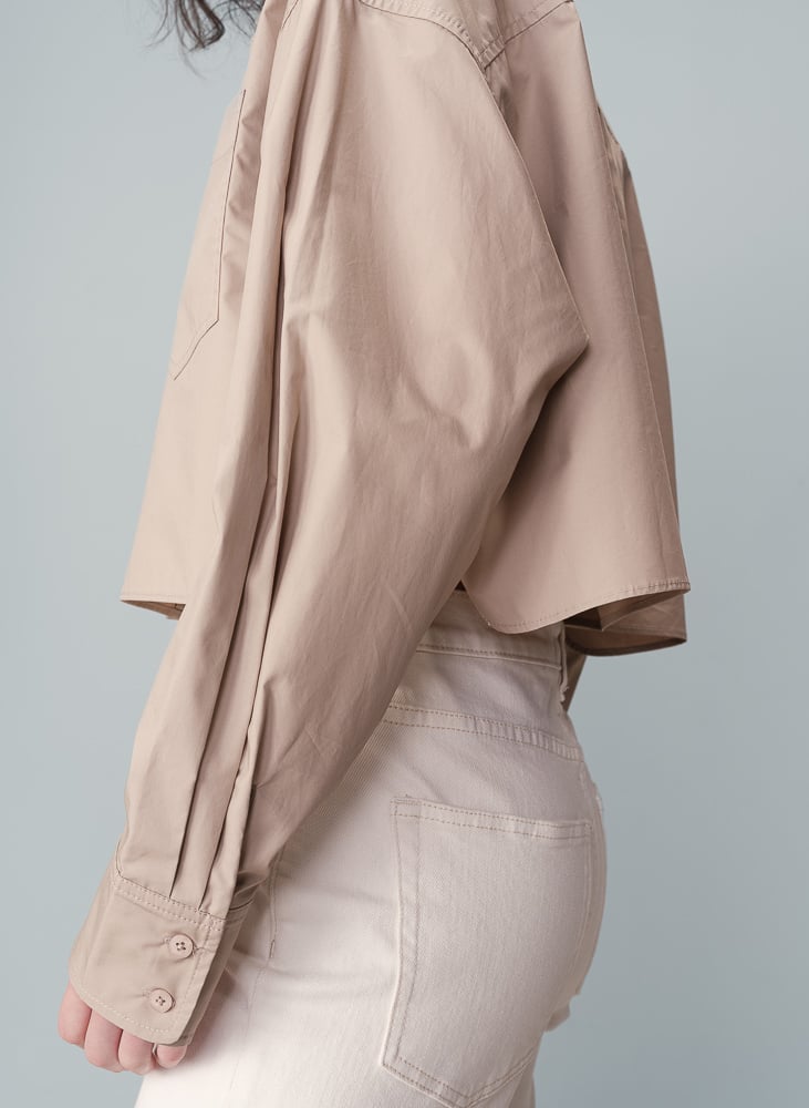 Cropped cotton shirt GRACE ET MILA Beige