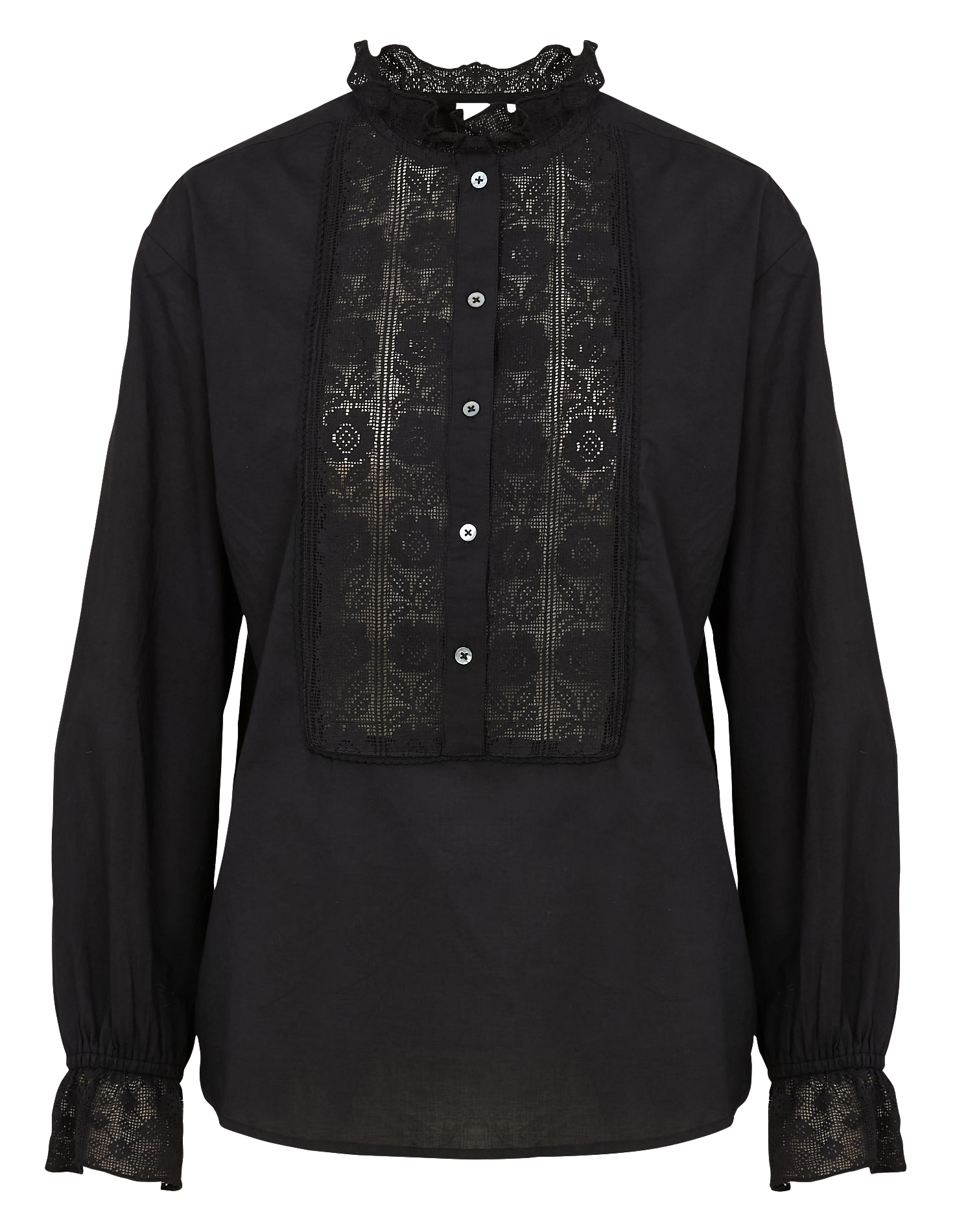 Blouse en dentelle à manches longues HARTFORD Noir