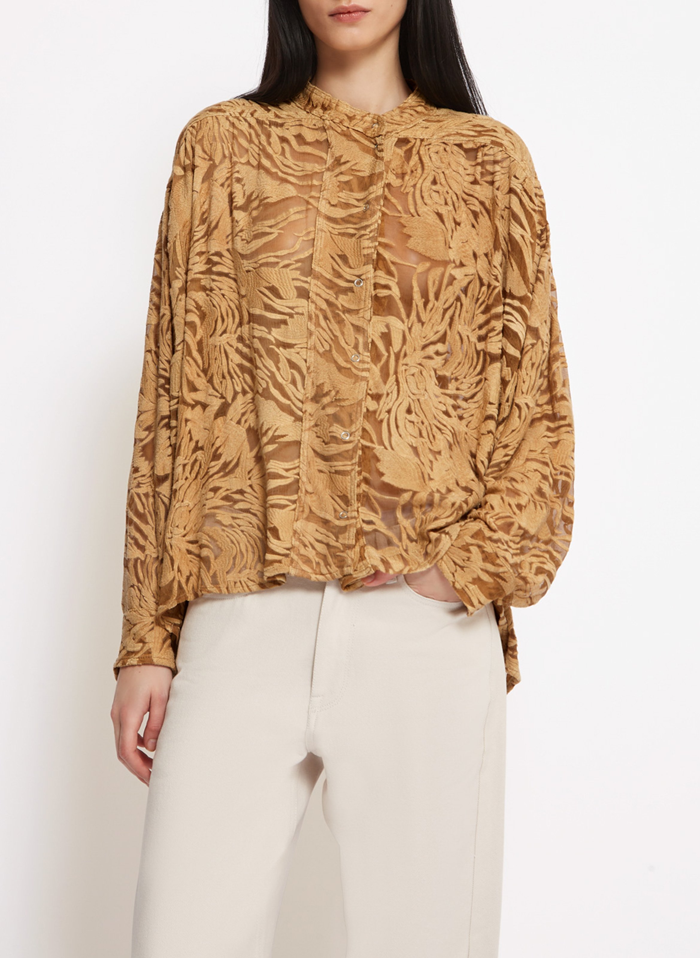 Chemise oversize en soie ROSEANNA Marron