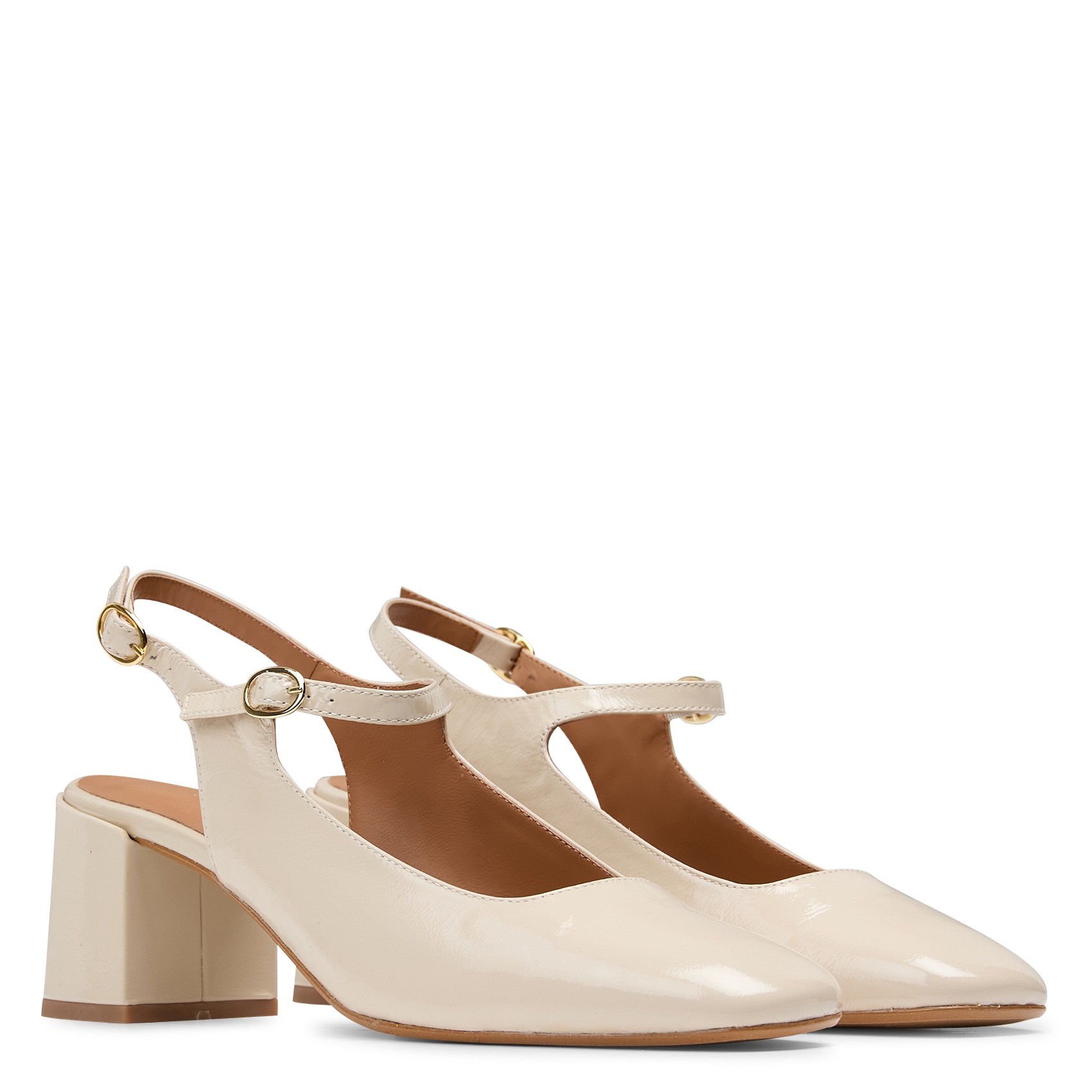 Babies à talon en cuir verni MELLOW YELLOW Beige