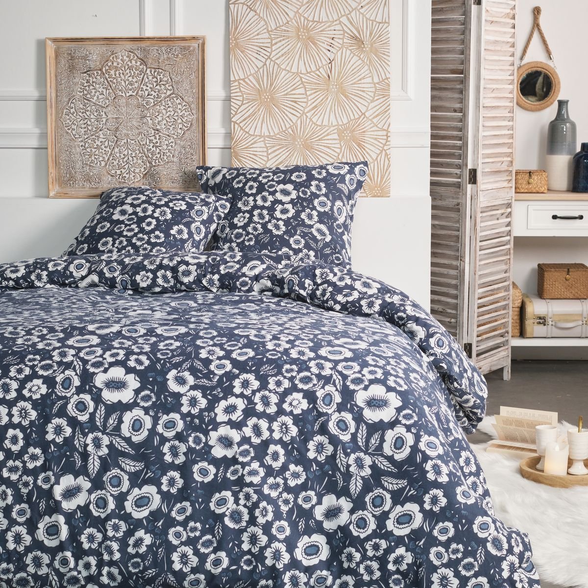 Printed cotton bed set TODAY LINGE DE MAISON Blue