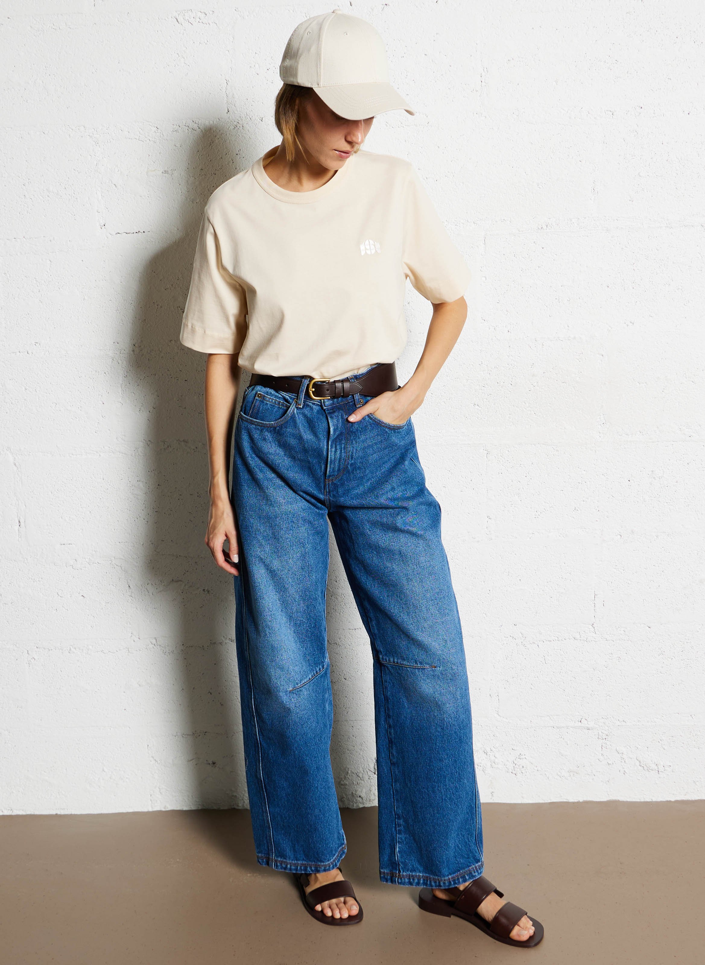 Weit geschnittene Jeans - aus Baumwolle SOEUR Blau