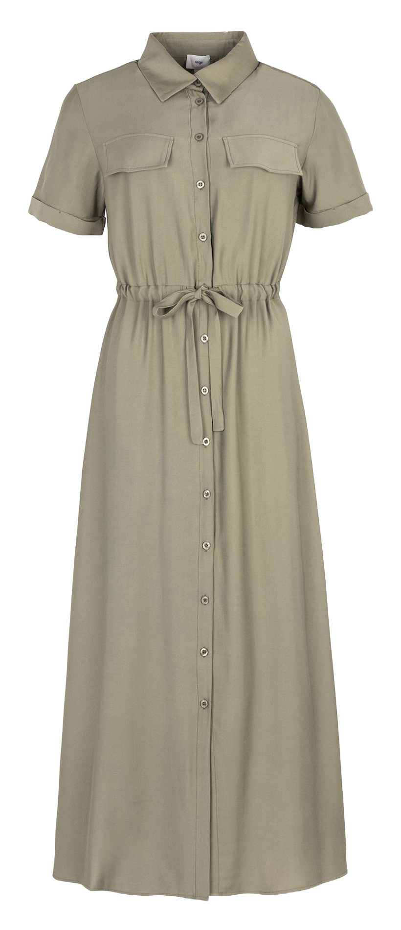 Short-sleeved dress with belt AN'GE Khaki