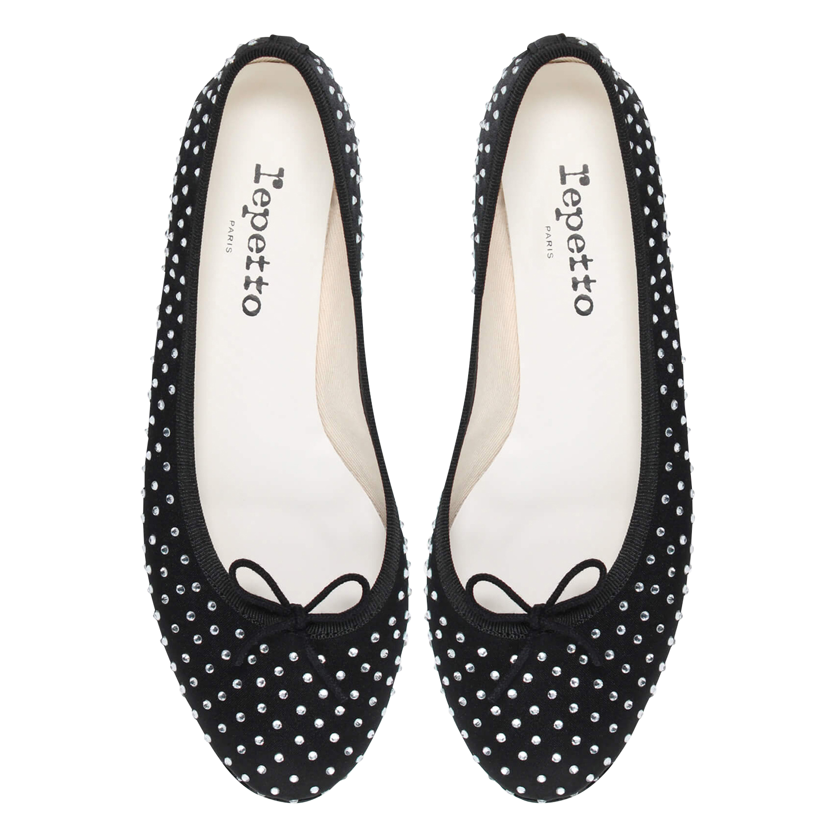 Ballerina's met strass in leer REPETTO Zwart