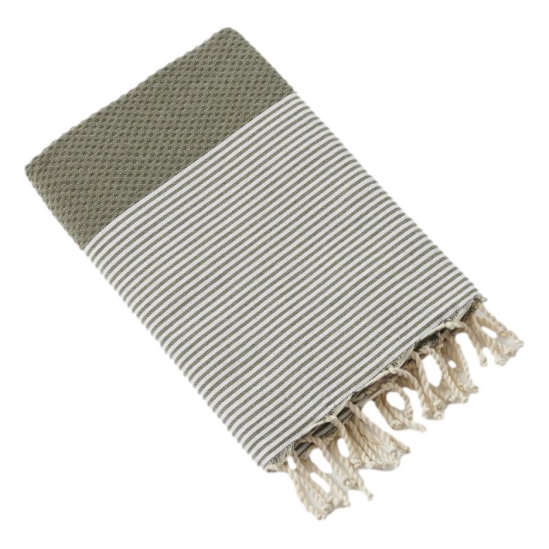 Fouta with fringes 100 x 200 cm 100% recycled cotton L'EFFET PAPILLON Green