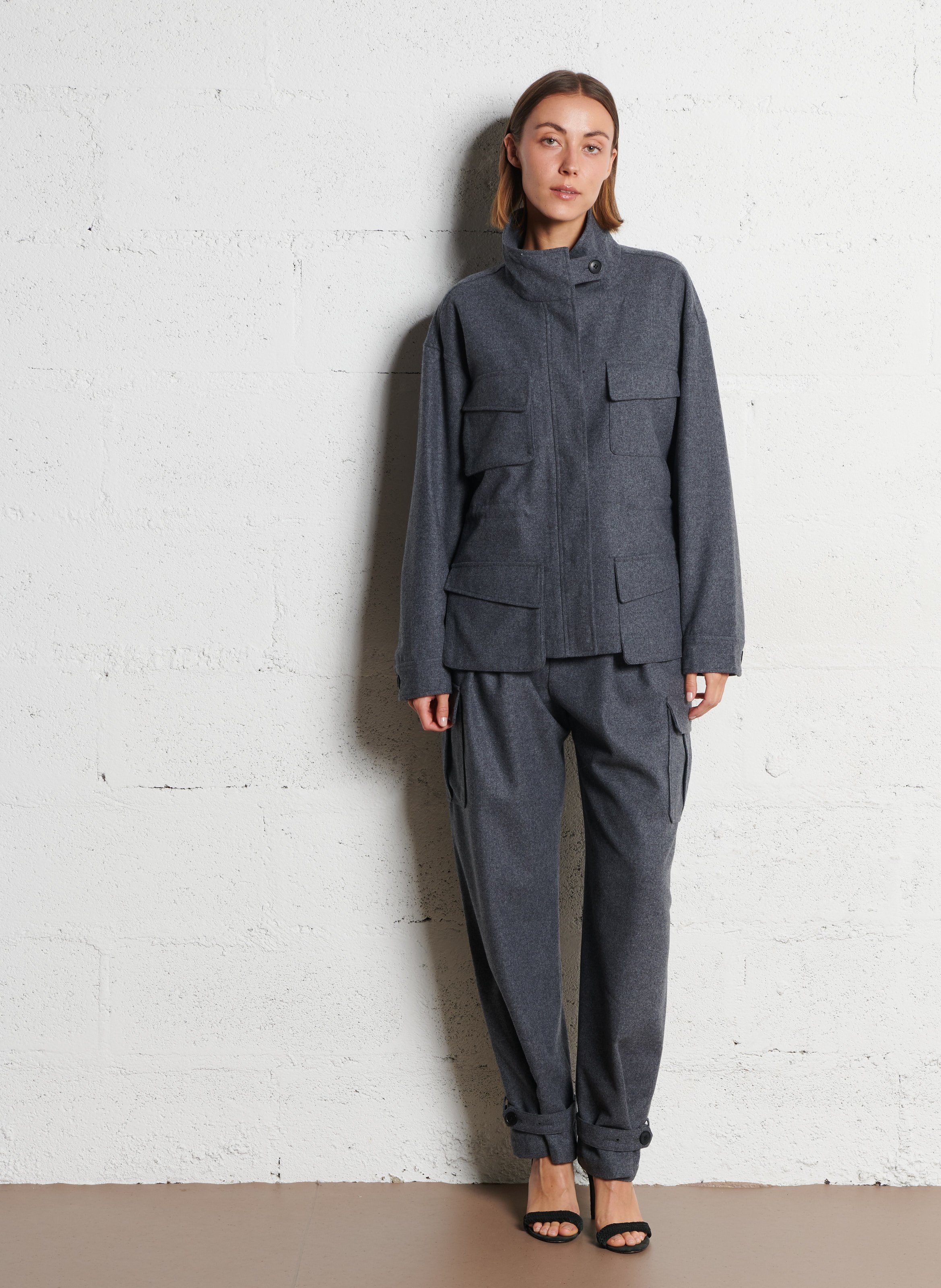 Straight wool trousers IKKS Grey