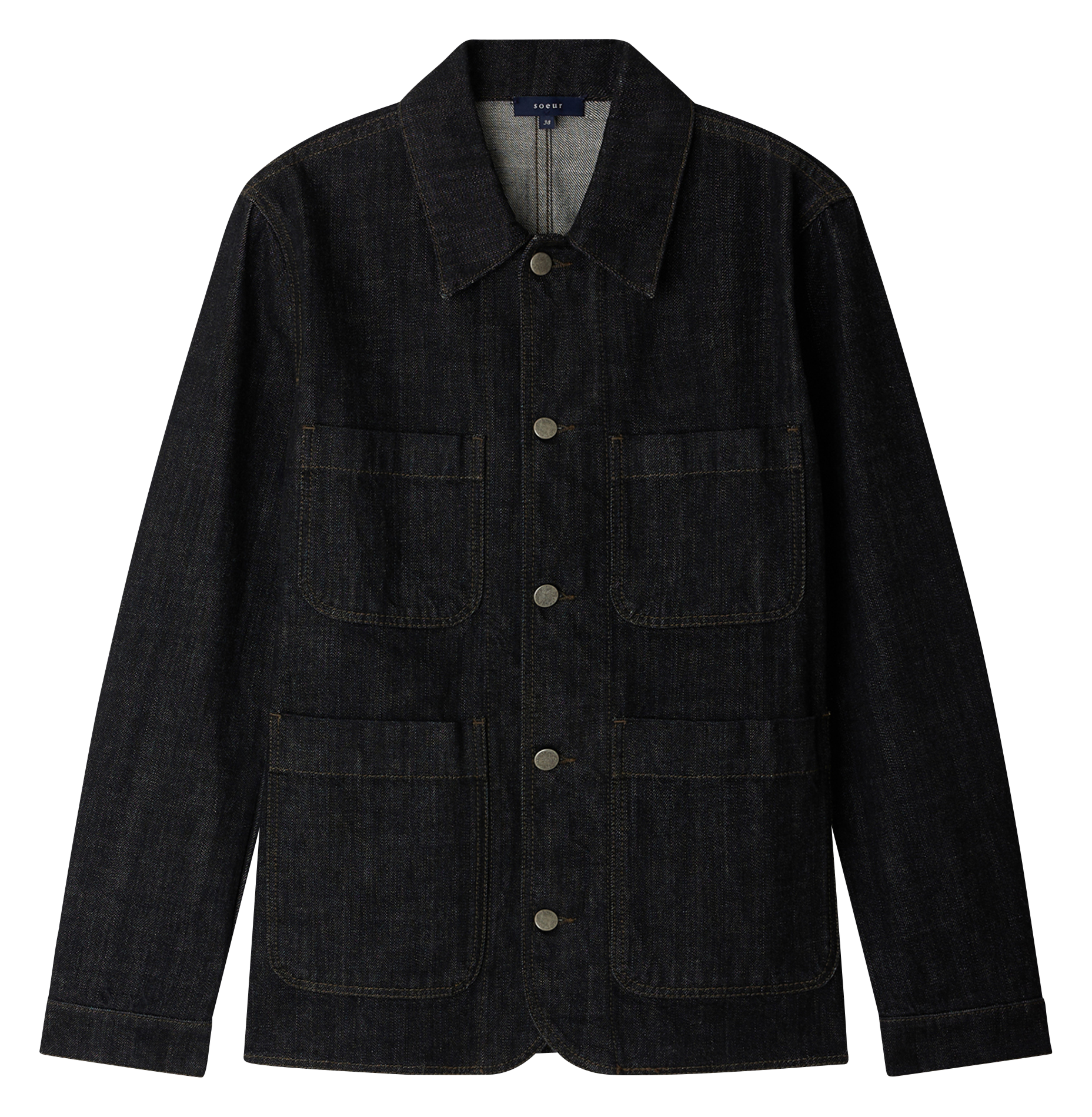 Veste col classique en denim SOEUR Noir