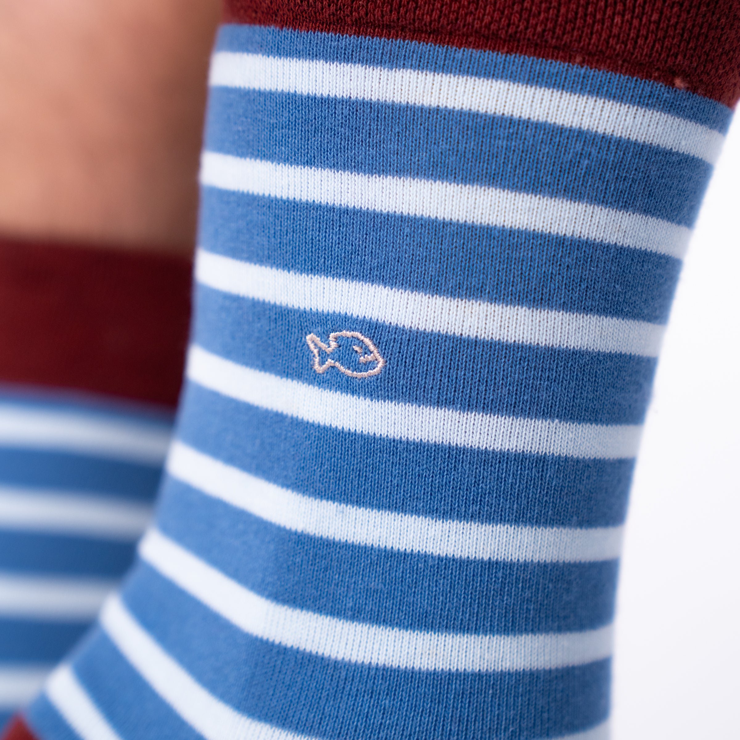 Combed cotton socks with wide stripes BILLYBELT Blue