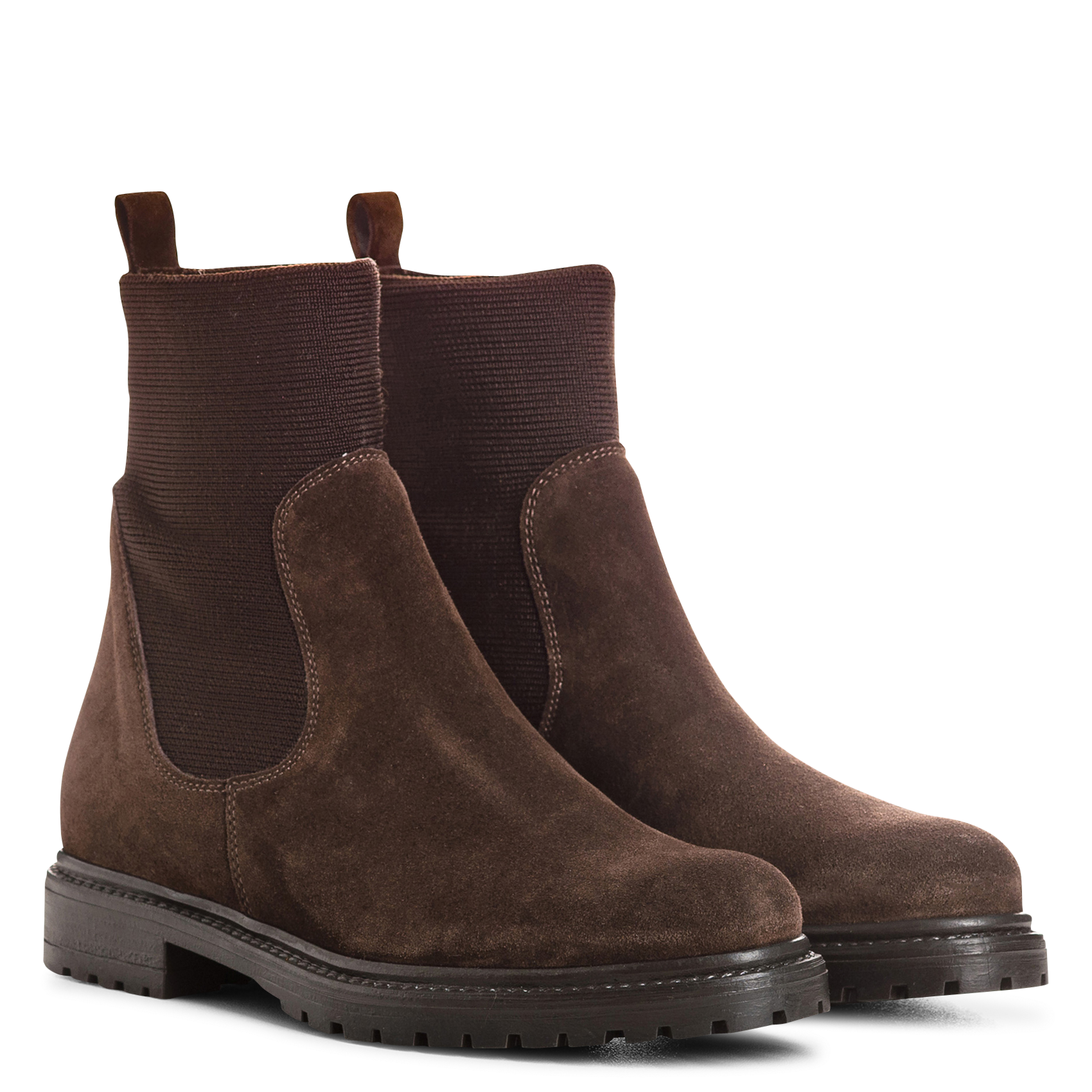 Effen leren enkellaarzen met textuur REQINS Bruin