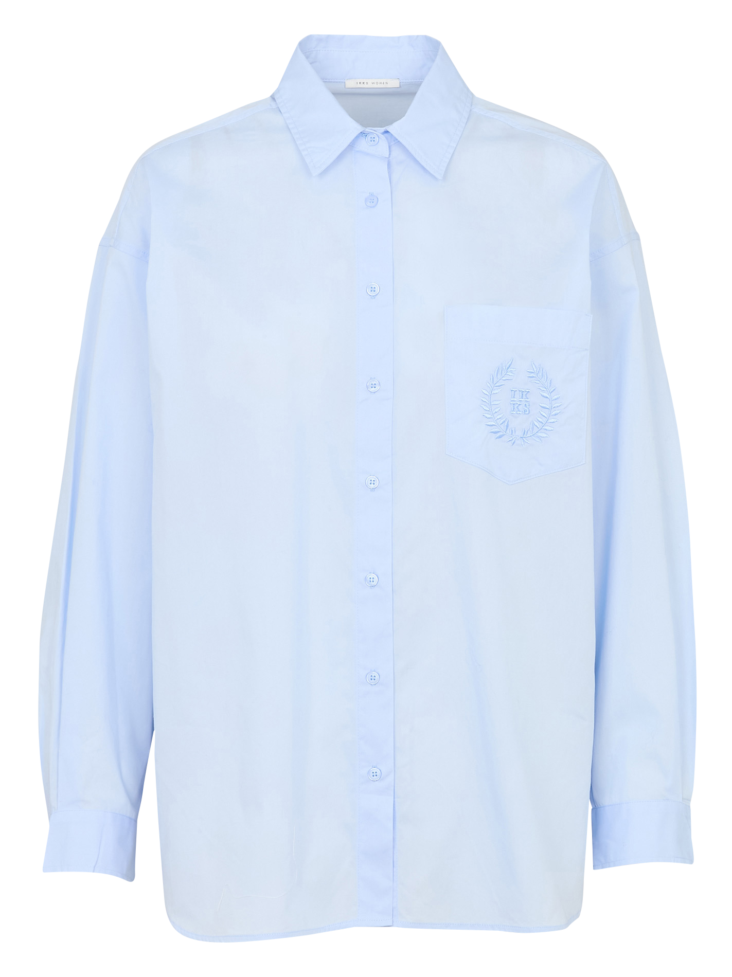 Chemise droit à poche brodée en coton IKKS Bleu