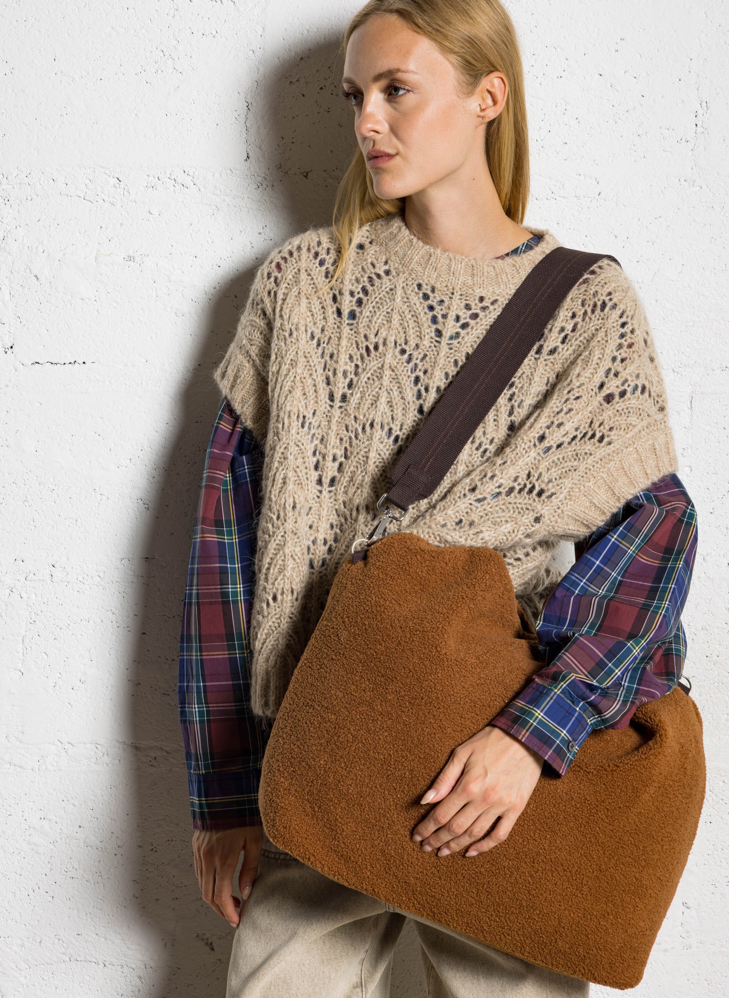 Schoudertas omkeerbaar effen BELLEROSE Bruin