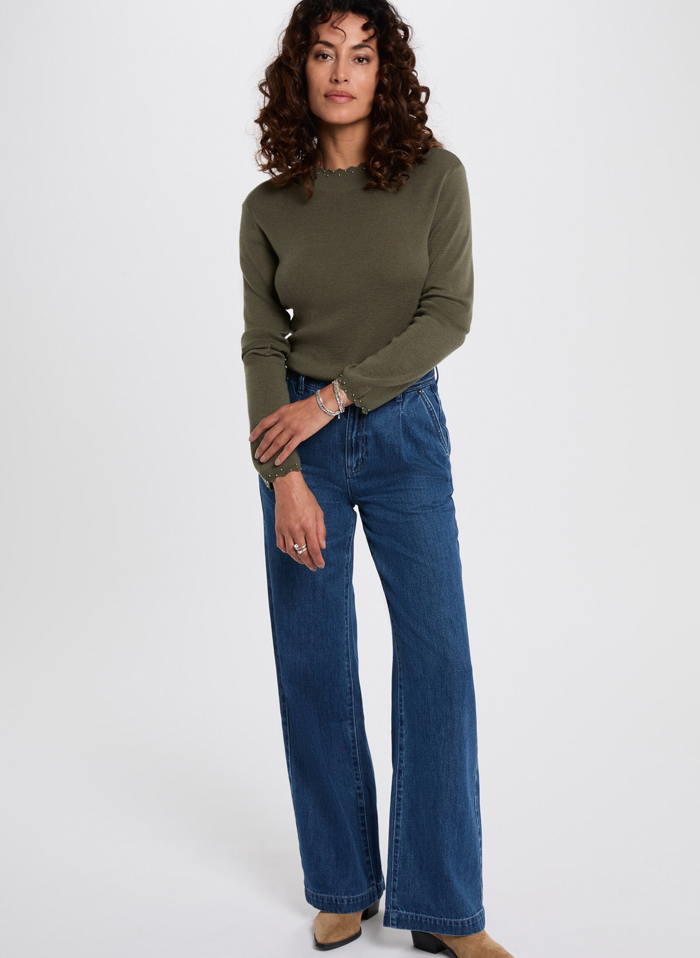 Trui met opstaande kraag MORGAN Groen