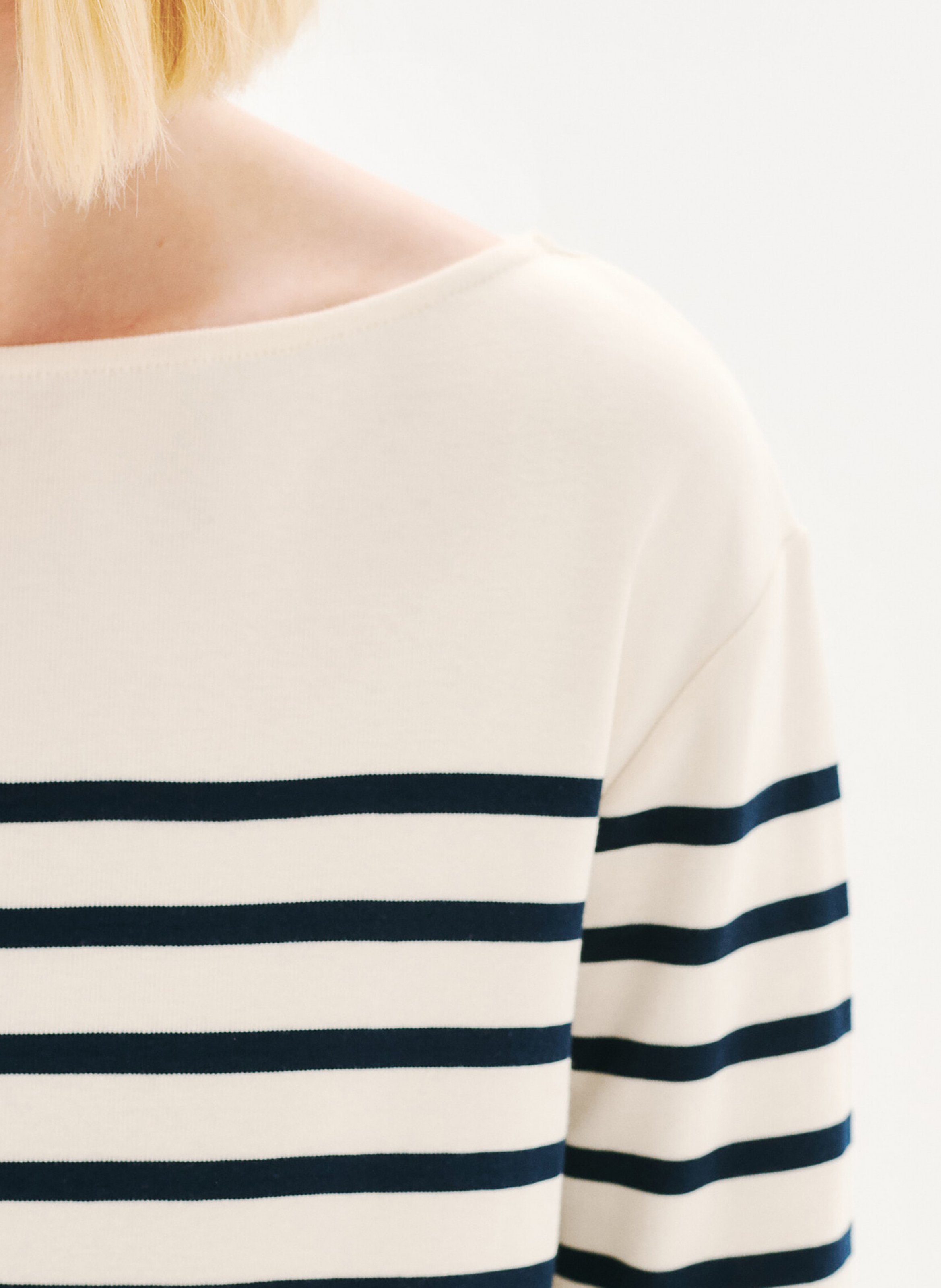 Boat-neck cotton T-shirt CAROLL Blue