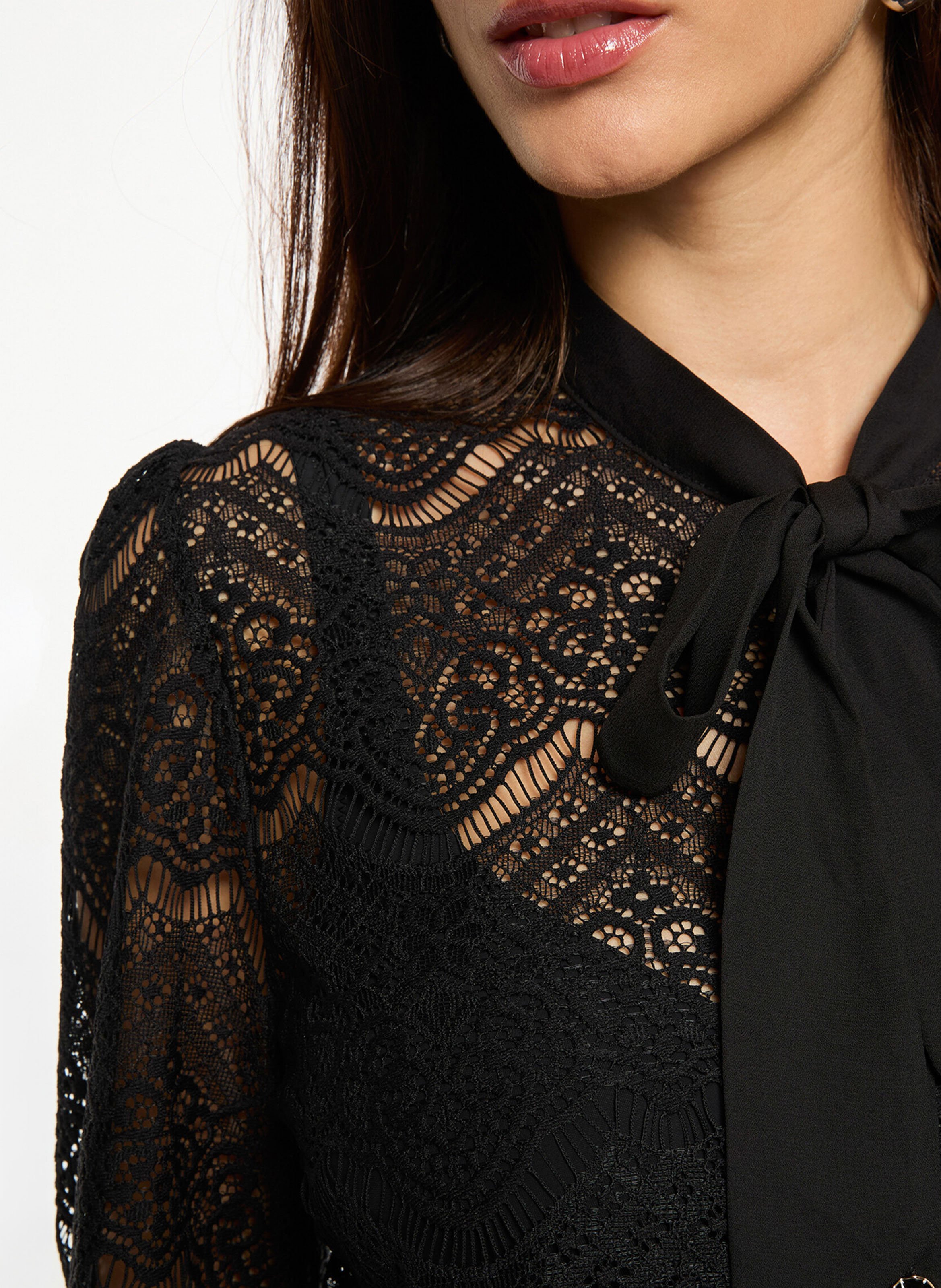 Chemise col lavallière  MORGAN Noir