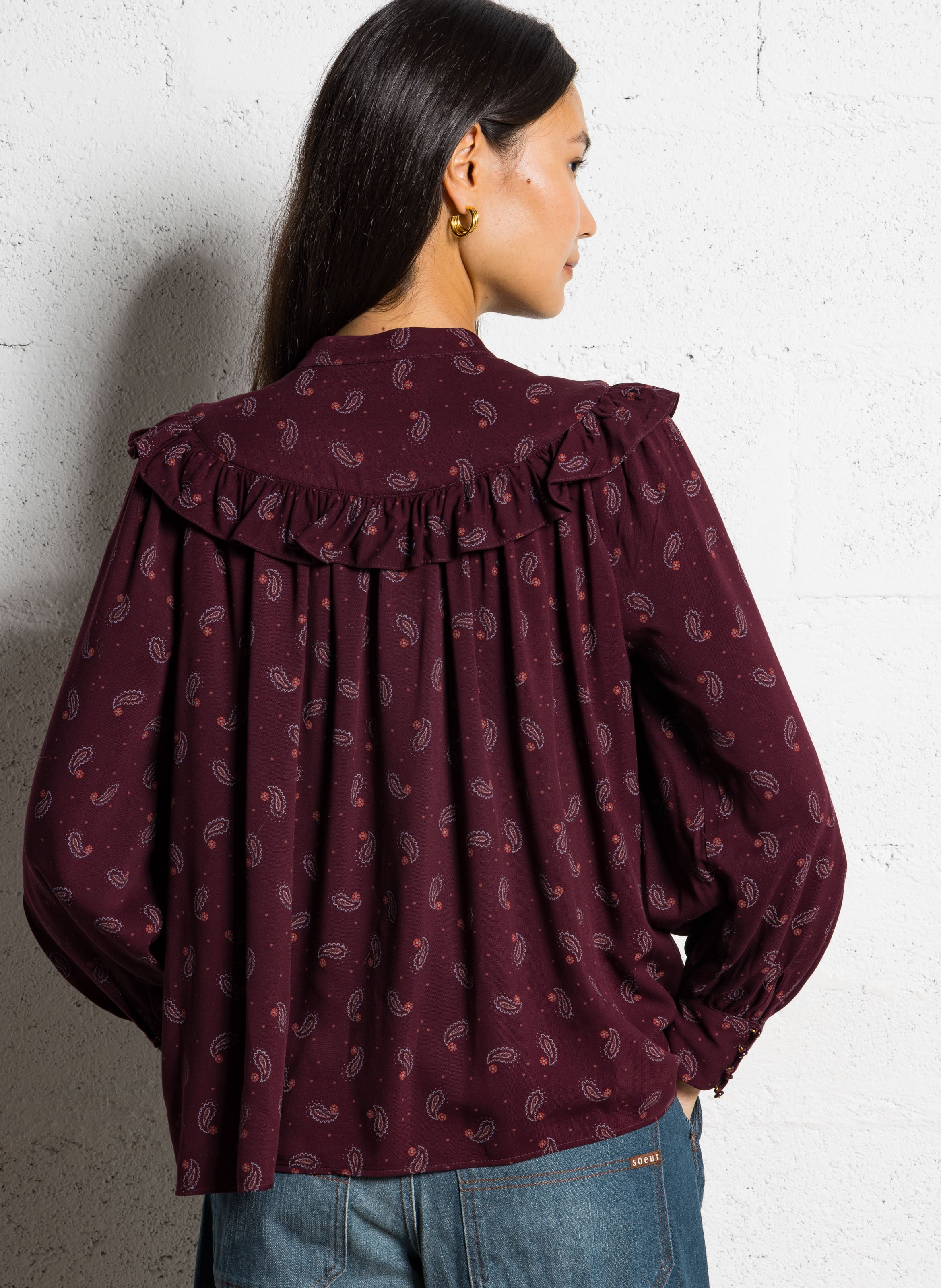 Printed round-neck shirt DES PETITS HAUTS Purple