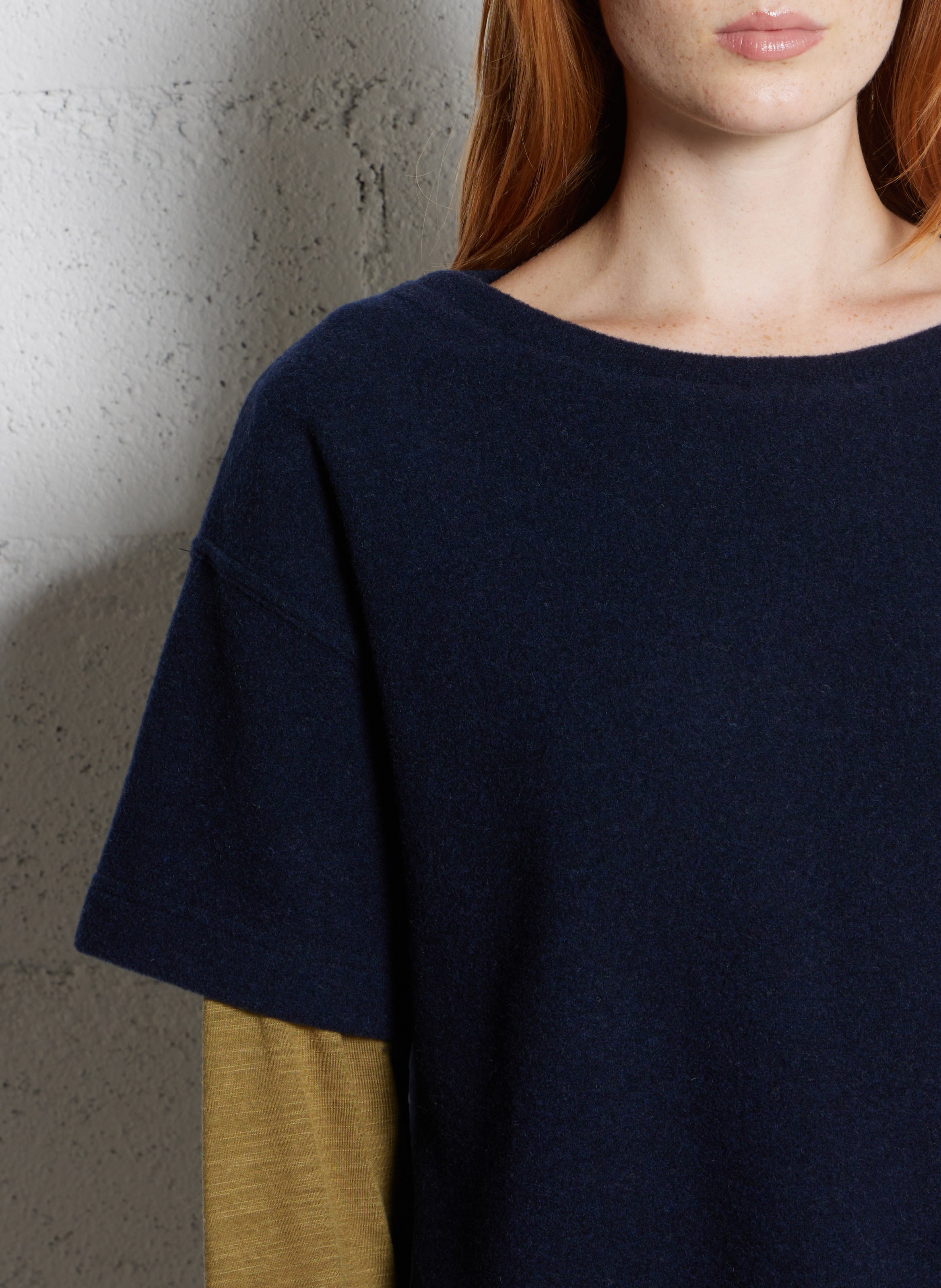 T-shirt van wolmix met ronde hals BENSIMON Blauw