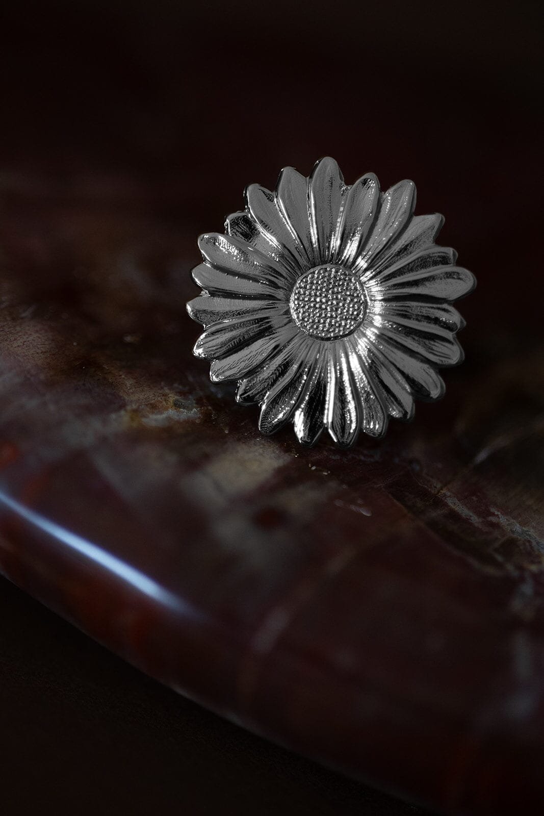 ORPHÉE - Silver-plated flower maxi ring MONSIEUR SIMONE Silver