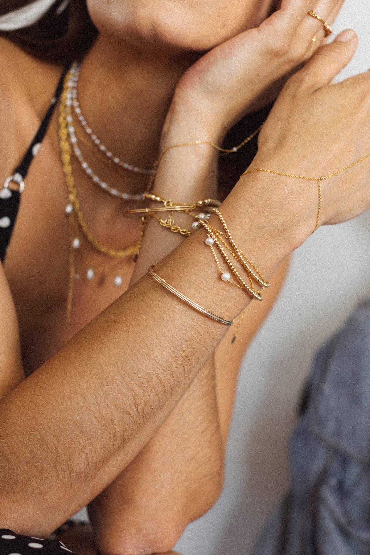 Pearl sun necklace bracelet YAY Golden