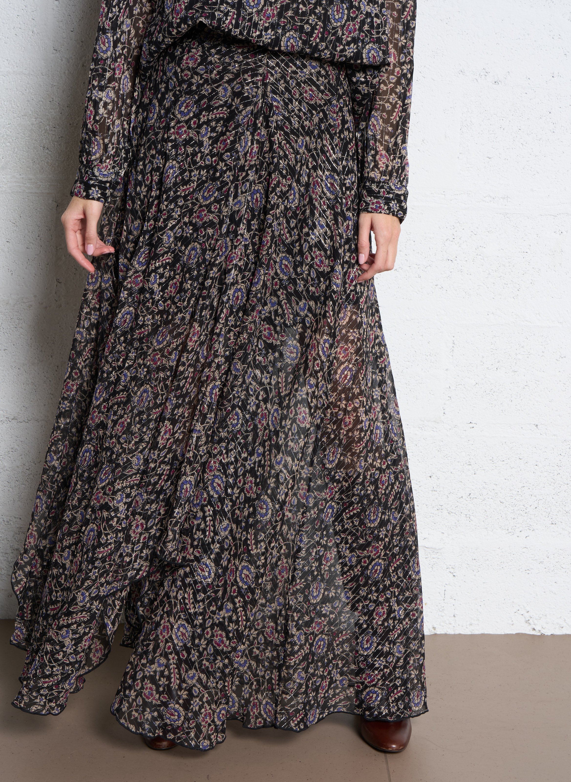 Wijd uitlopende bloemenrok met hoge taille THE NEW SOCIETY Veelkleurig