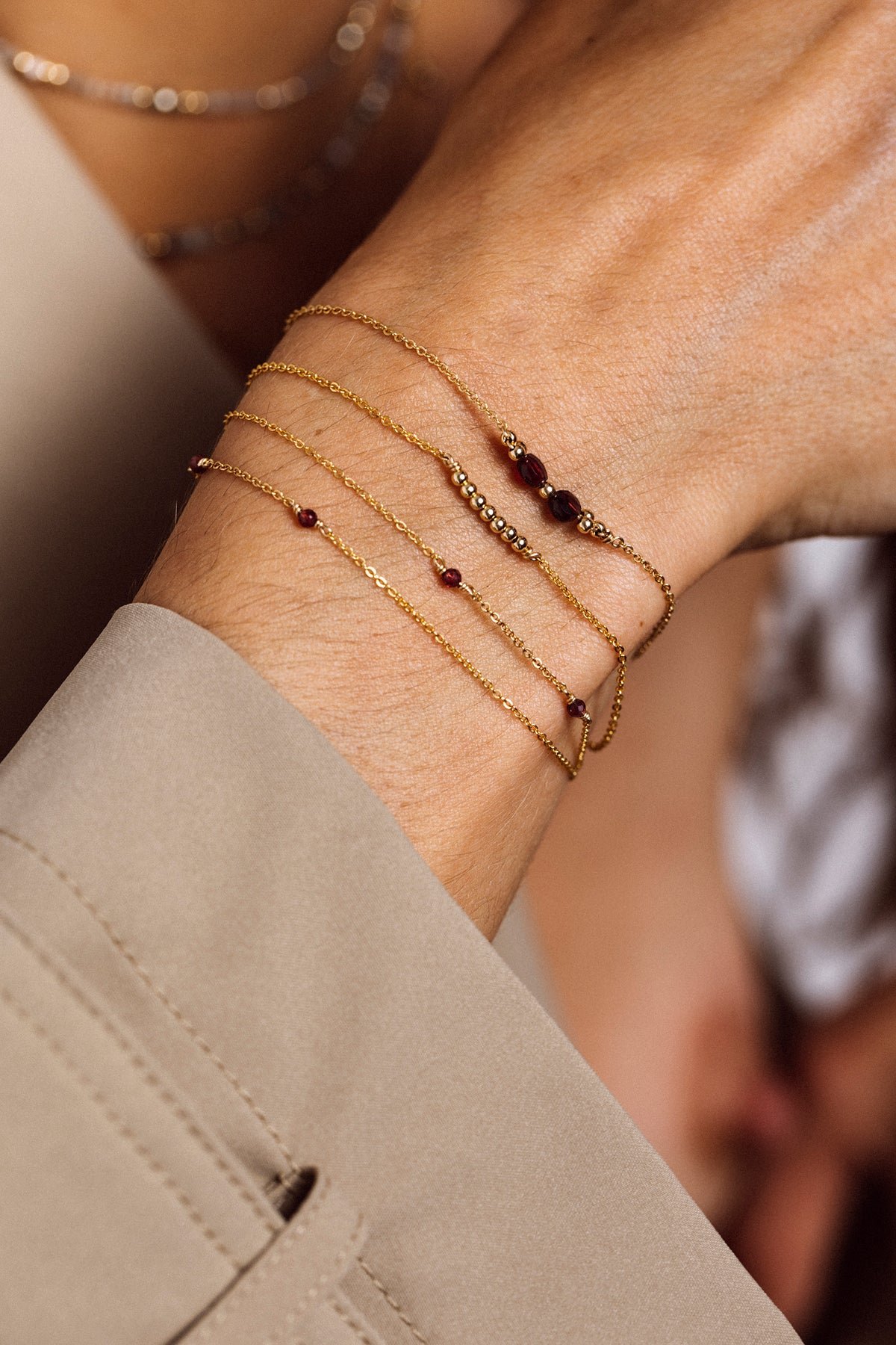 Yara Bracelet - Garnet YAY Golden