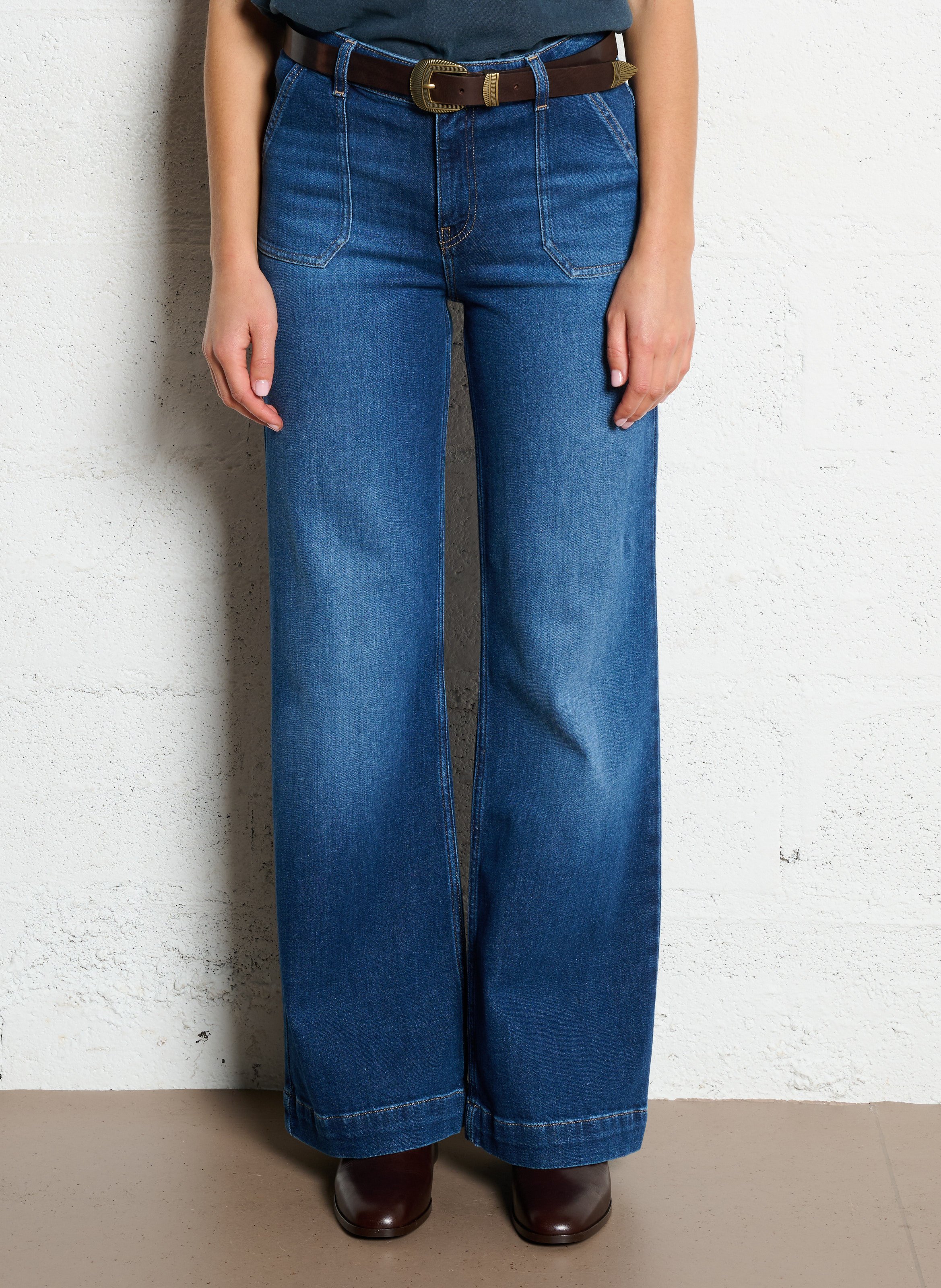 Cotton-blend wide-leg jeans MAISON 123 Blue